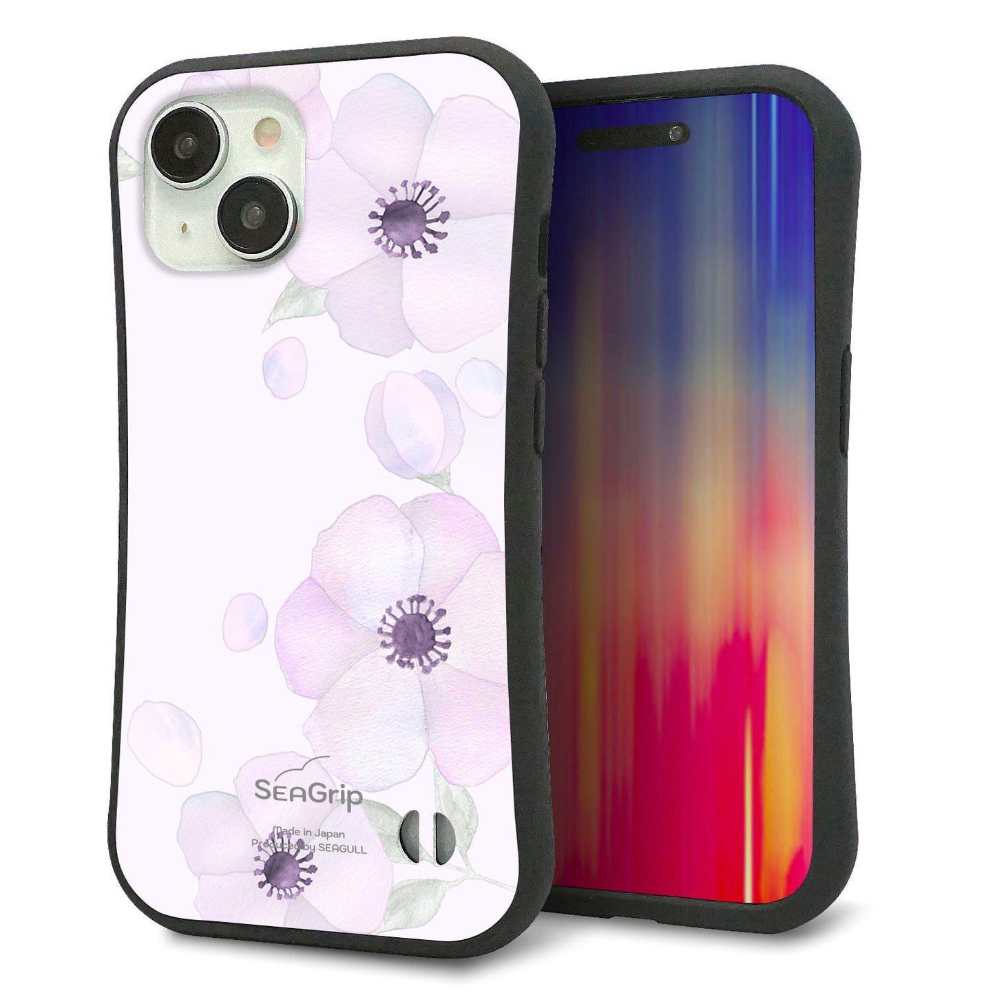 iPhone 15 スマホケース 「SEA Grip」 グリップケース Sライン 【SC950 ドゥ・フルール（パウダーバイオレット）】 UV印刷