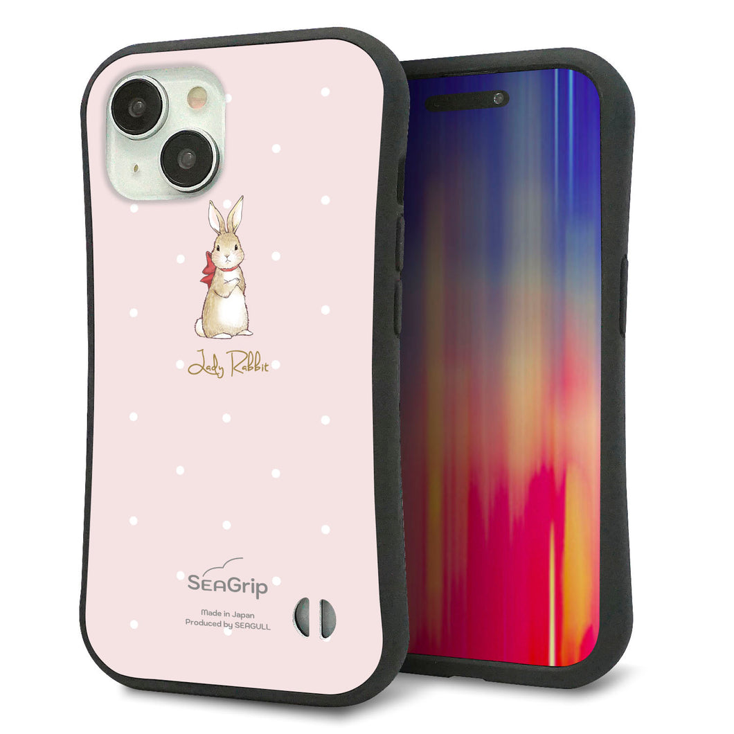 iPhone 15 スマホケース 「SEA Grip」 グリップケース Sライン 【SC966 Lady Rabbit ベージュピンクhp】 UV印刷