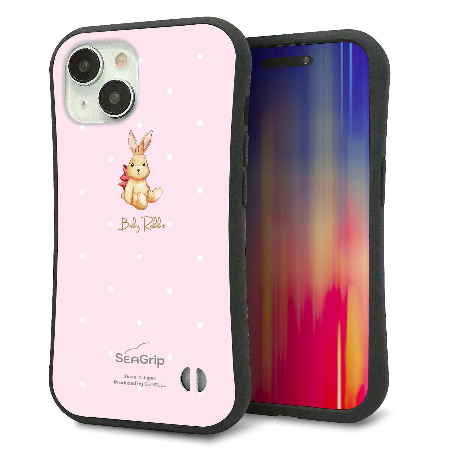 iPhone 15 スマホケース 「SEA Grip」 グリップケース Sライン 【SC978 Baby Rabbit ピンク ガラプリ】 UV印刷