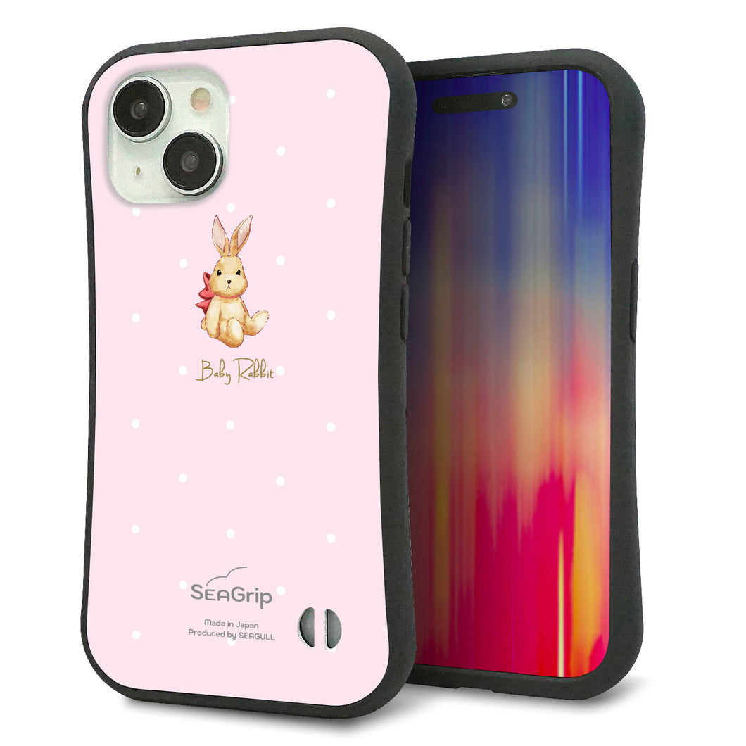 iPhone 15 スマホケース 「SEA Grip」 グリップケース Sライン 【SC978 Baby Rabbit ピンク ガラプリ】 UV印刷
