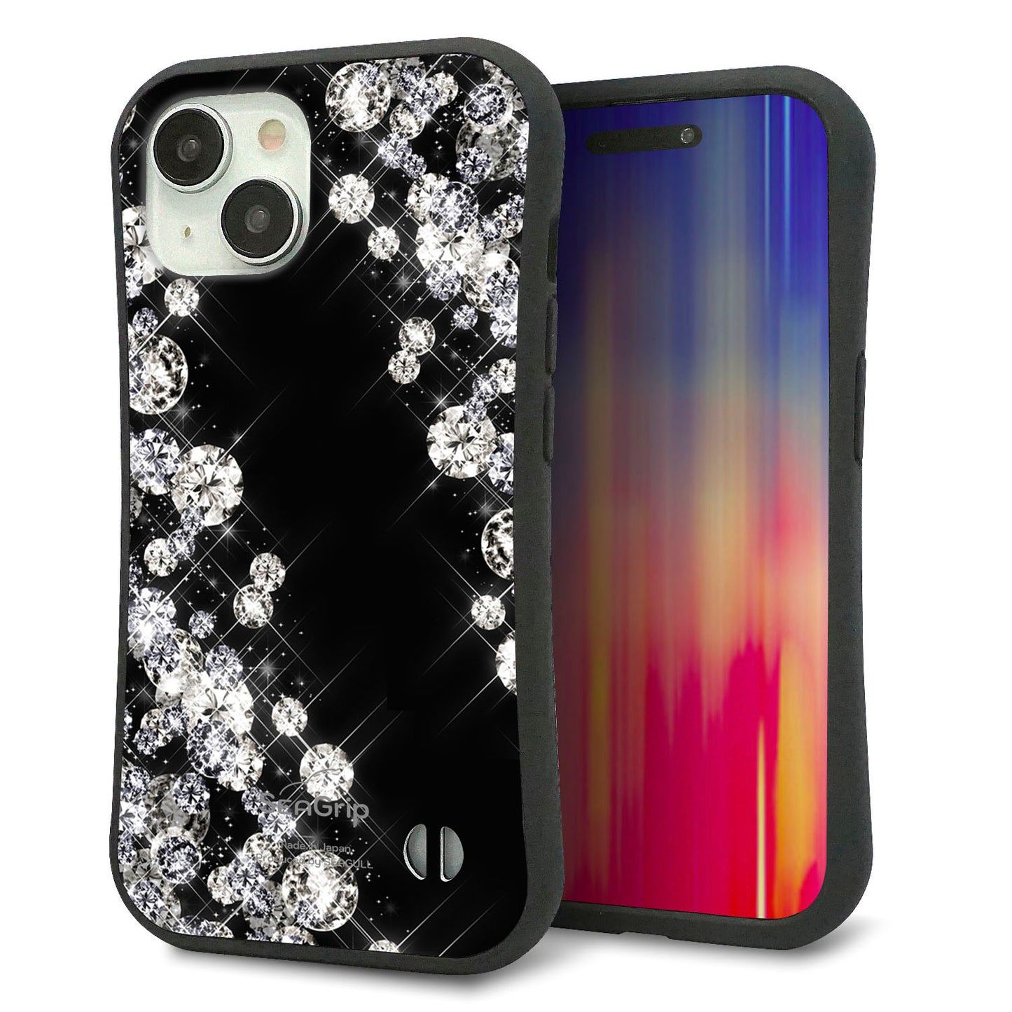 iPhone 15 スマホケース 「SEA Grip」 グリップケース Sライン 【VA871 ダイヤモンドフレーム】 UV印刷