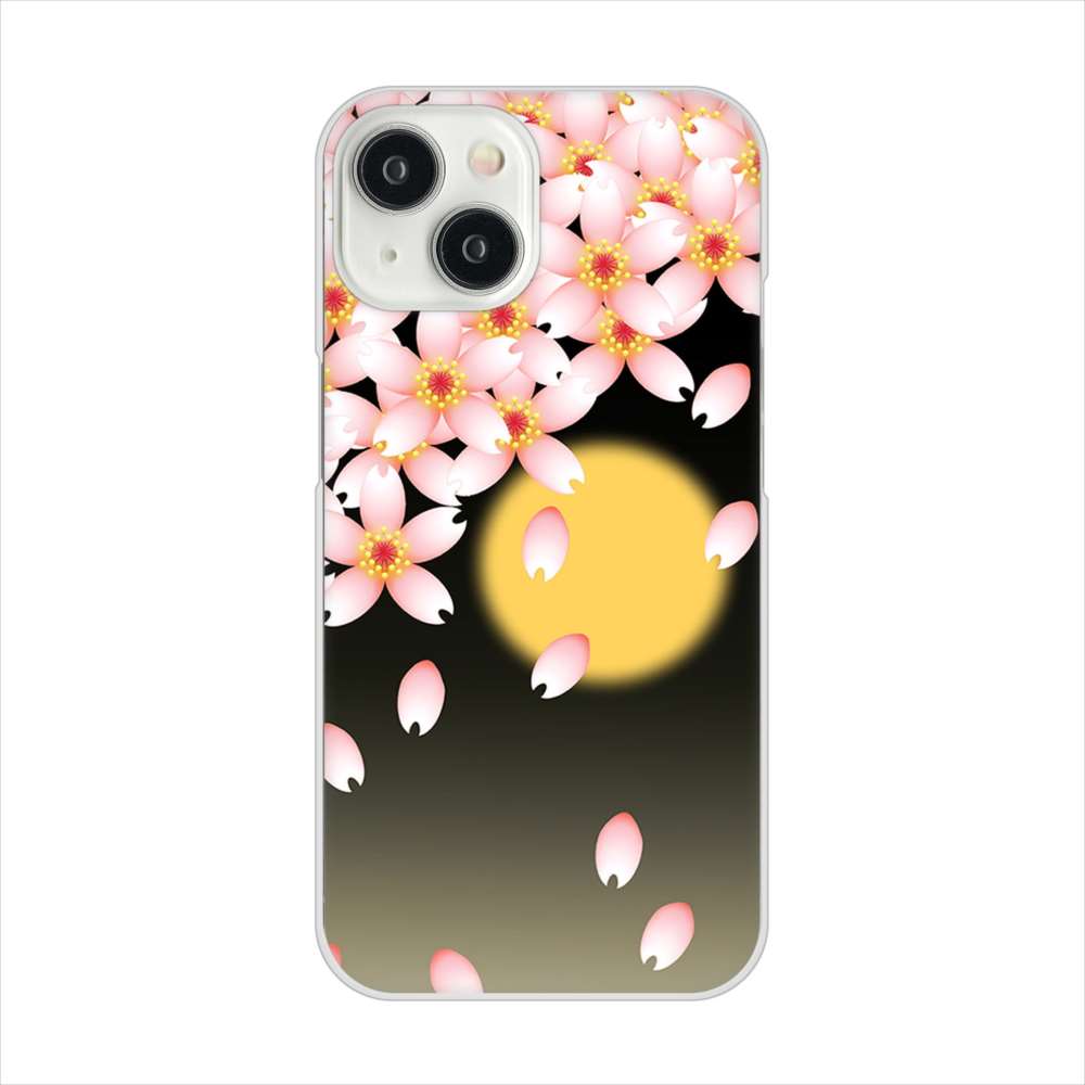 iPhone 15 136 満月と夜桜 ハードケース 背面印刷