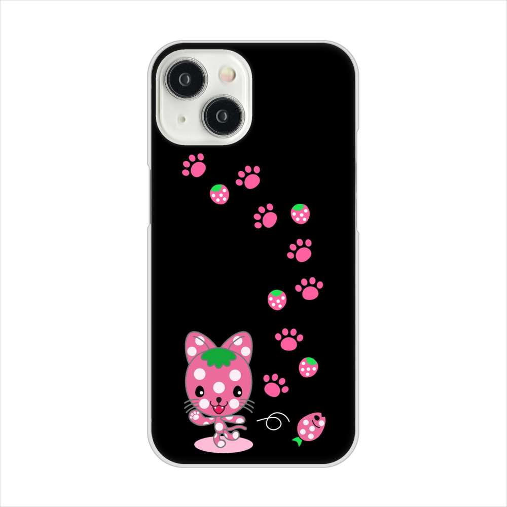 iPhone 15 むかいあぐる イチゴ猫のにゃんベリー ハードケース 背面印刷