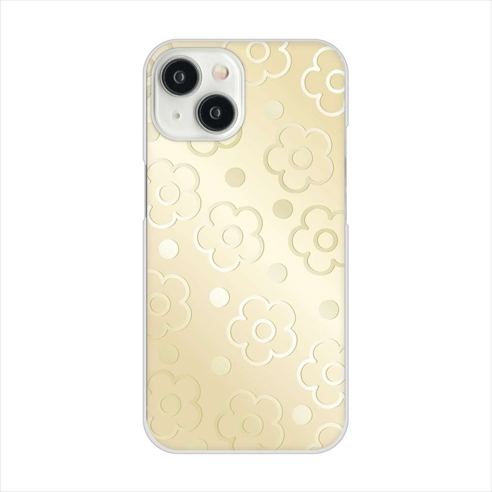 iPhone 15 エンボス風デイジーシンプル ハードケース 背面印刷