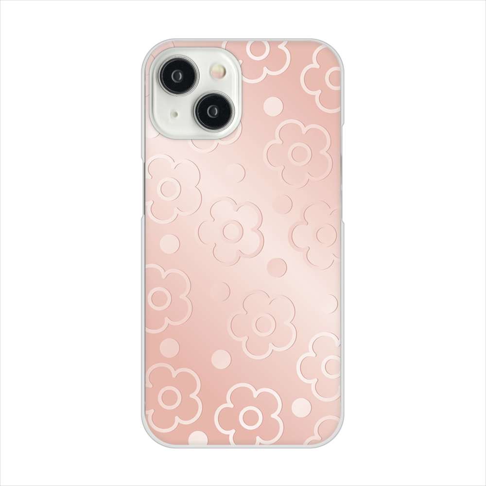 iPhone 15 エンボス風デイジーシンプル ハードケース 背面印刷