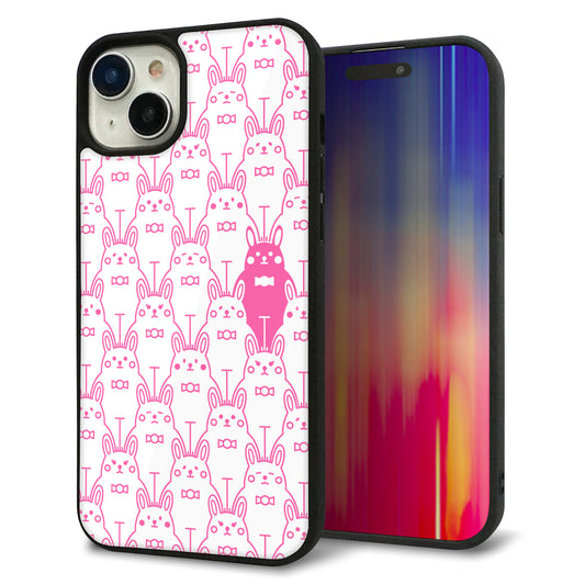 iPhone 15 Plus 強化ガラス＆TPUスマホケース ガラプリ【MA914 パターン ウサギ】