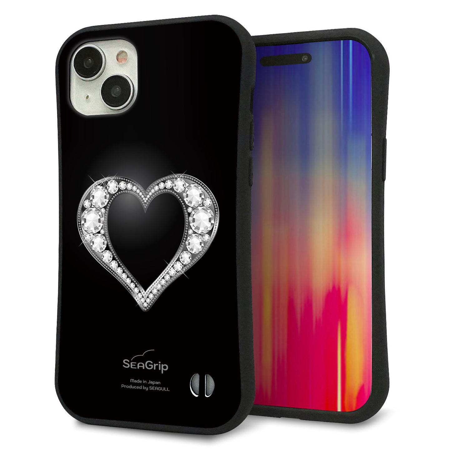 iPhone 15 Plus スマホケース 「SEA Grip」 グリップケース Sライン 【041 ゴージャスハート】 UV印刷