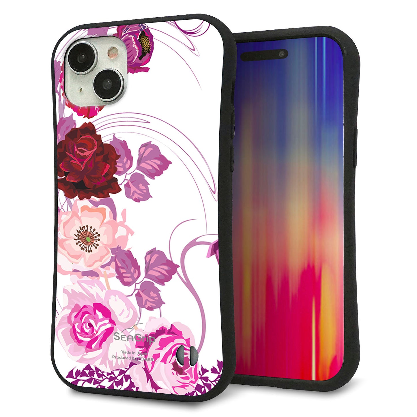 iPhone 15 Plus スマホケース 「SEA Grip」 グリップケース Sライン 【116 ６月のバラ】 UV印刷
