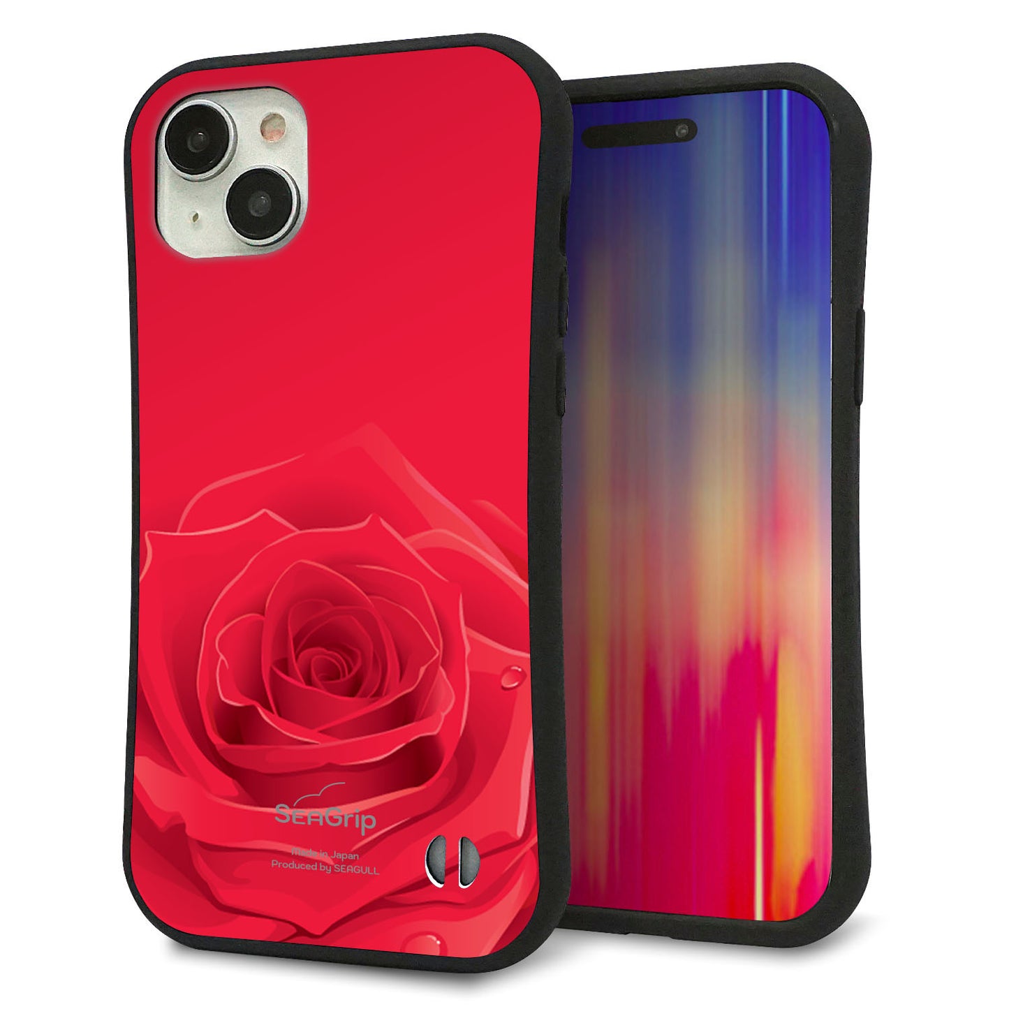 iPhone 15 Plus スマホケース 「SEA Grip」 グリップケース Sライン 【395 赤いバラ】 UV印刷