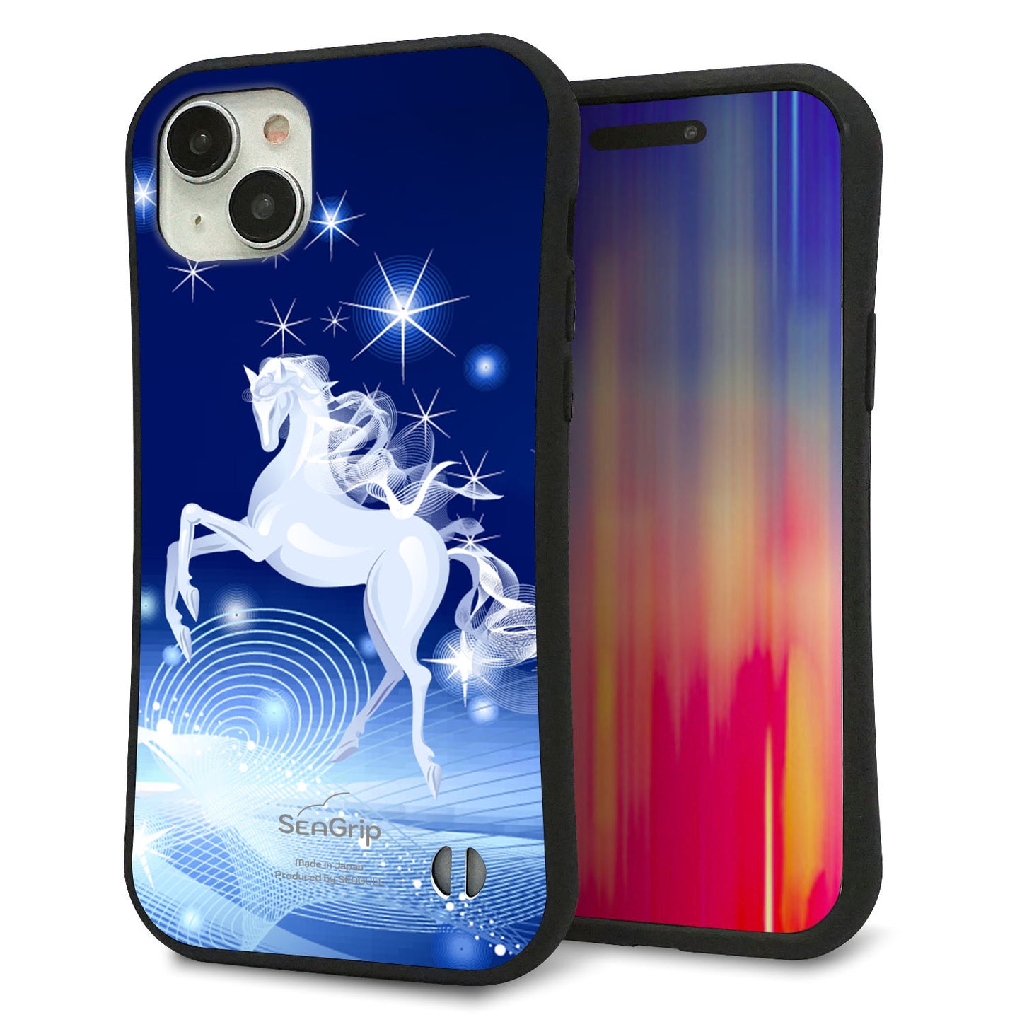 iPhone 15 Plus スマホケース 「SEA Grip」 グリップケース Sライン 【436 ペガサス】 UV印刷