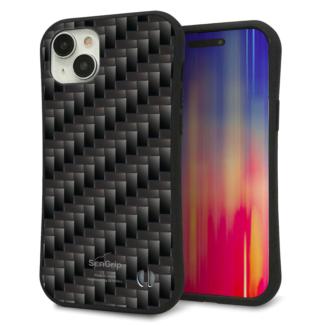iPhone 15 Plus スマホケース 「SEA Grip」 グリップケース Sライン 【461 カーボン】 UV印刷