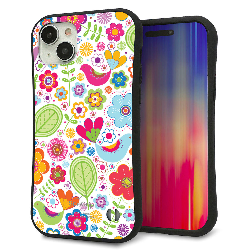 iPhone 15 Plus スマホケース 「SEA Grip」 グリップケース Sライン 【477 幸せな絵】 UV印刷