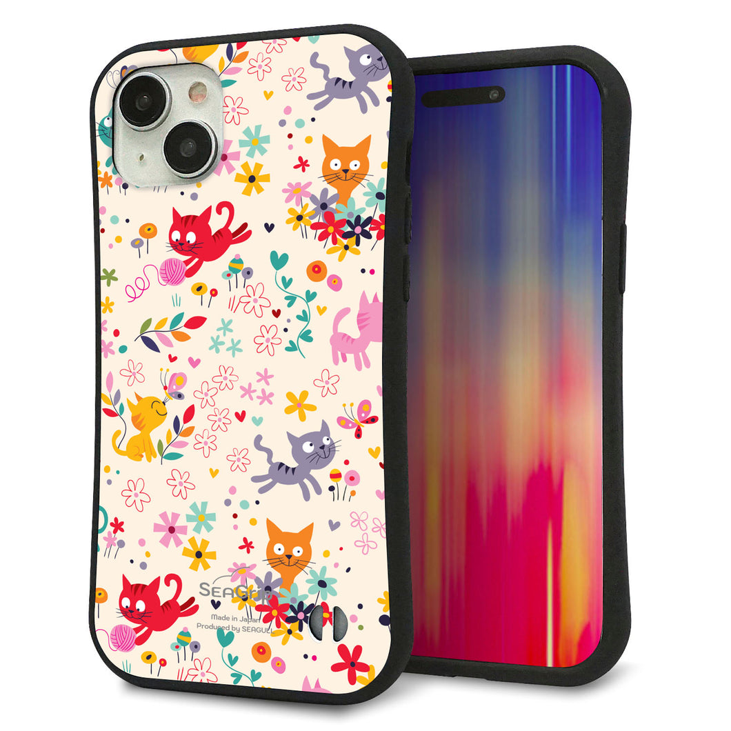 iPhone 15 Plus スマホケース 「SEA Grip」 グリップケース Sライン 【693 ネコのあそび場】 UV印刷