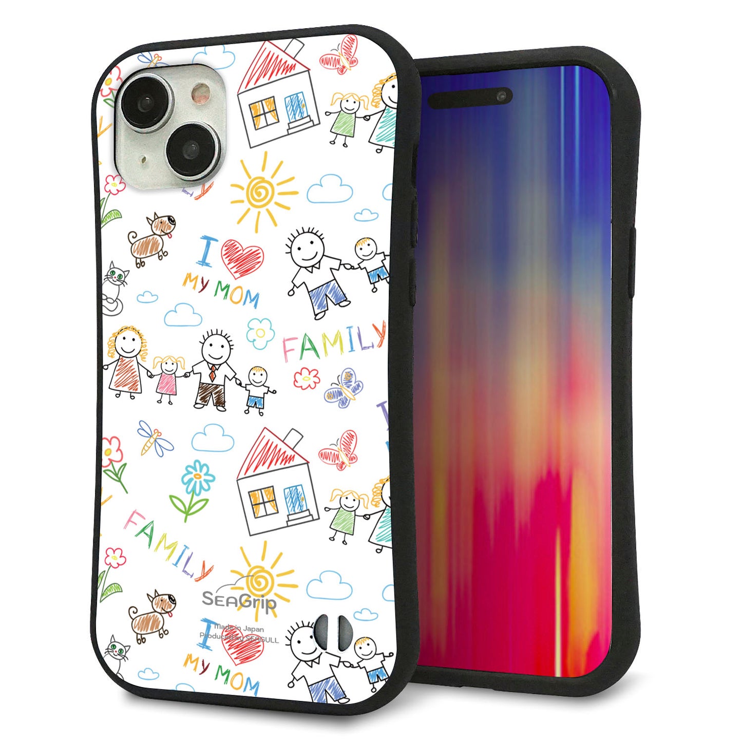 iPhone 15 Plus スマホケース 「SEA Grip」 グリップケース Sライン 【709 ファミリー】 UV印刷