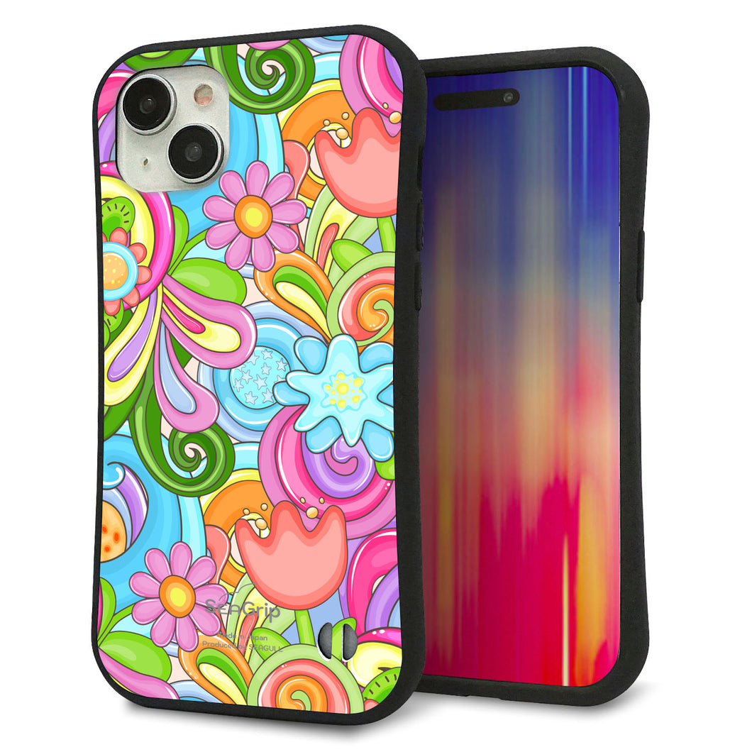iPhone 15 Plus スマホケース 「SEA Grip」 グリップケース Sライン 【713 ミラクルフラワー】 UV印刷