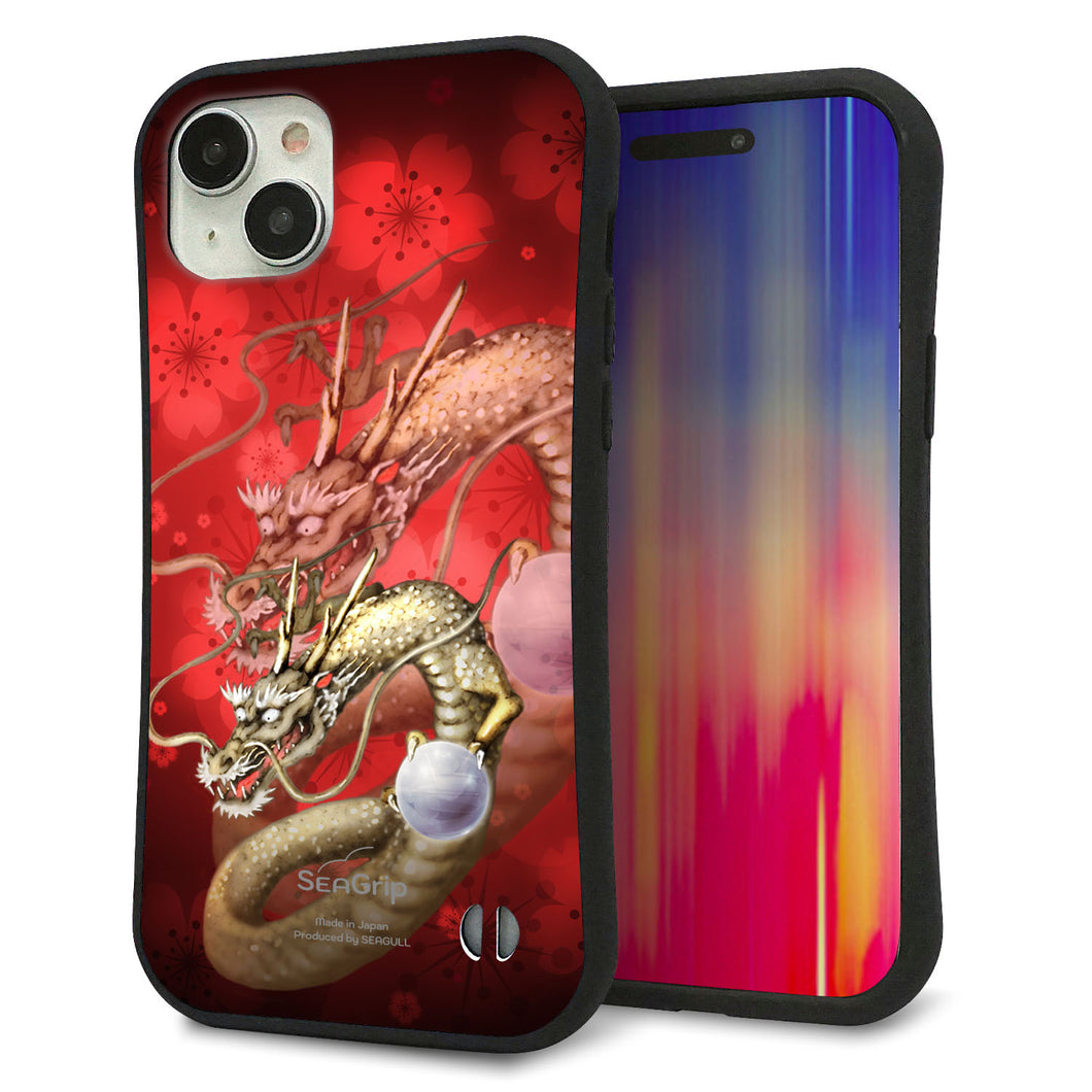 iPhone 15 Plus スマホケース 「SEA Grip」 グリップケース Sライン 【1004 桜と龍】 UV印刷