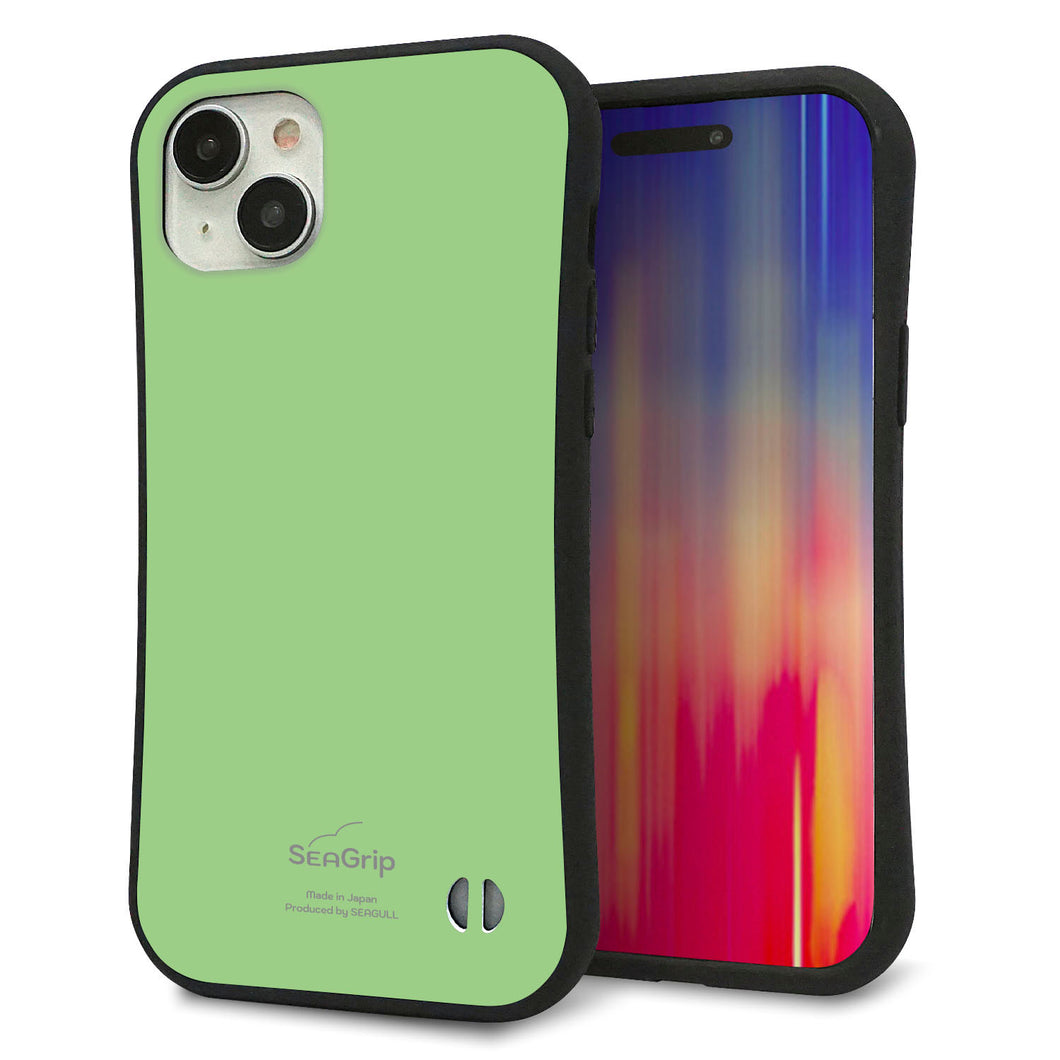 iPhone 15 Plus スマホケース 「SEA Grip」 グリップケース Sライン 【KM898 パステルカラー(パステルグリーン)】 UV印刷