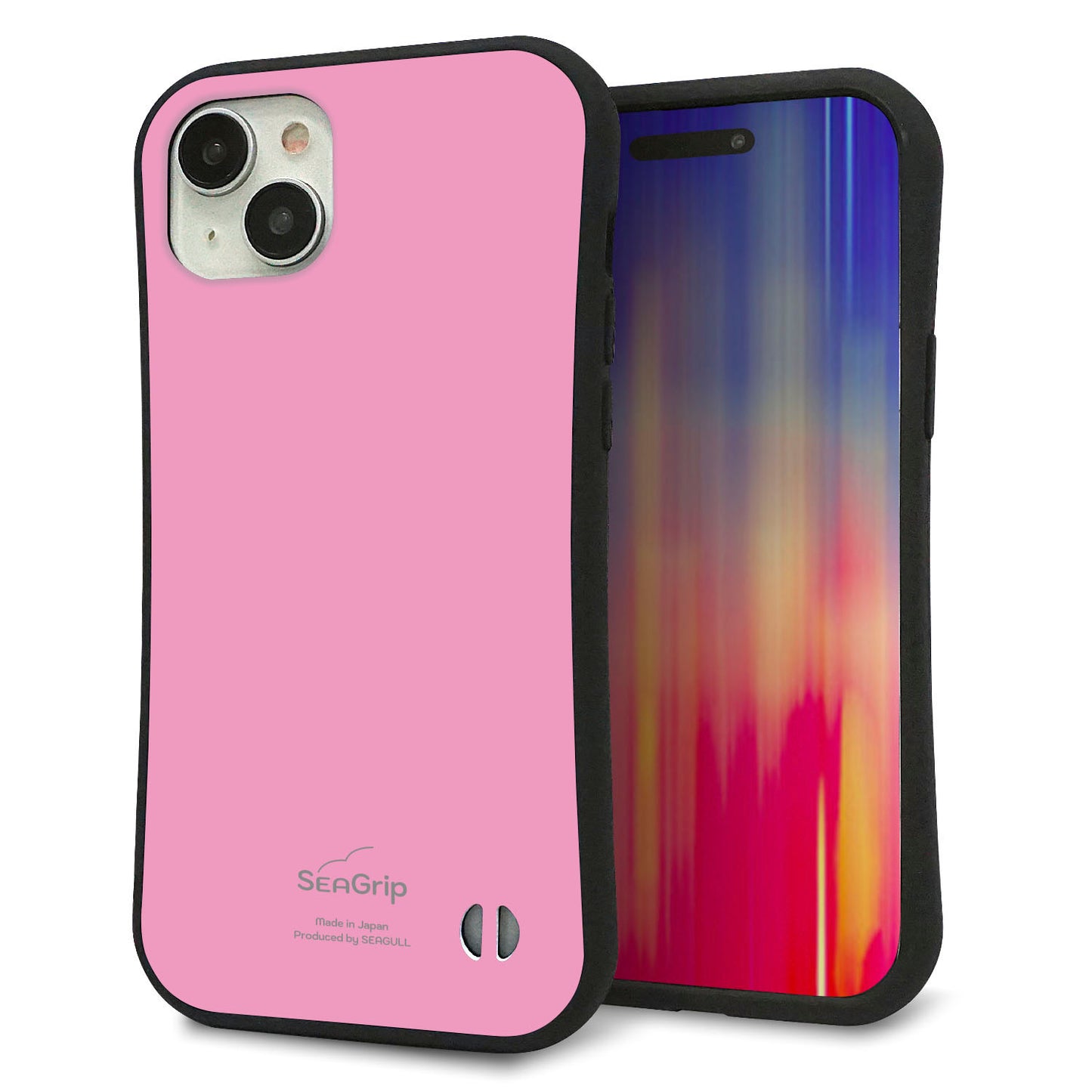 iPhone 15 Plus スマホケース 「SEA Grip」 グリップケース Sライン 【KM899 パステルカラー(パステルピンク)】 UV印刷