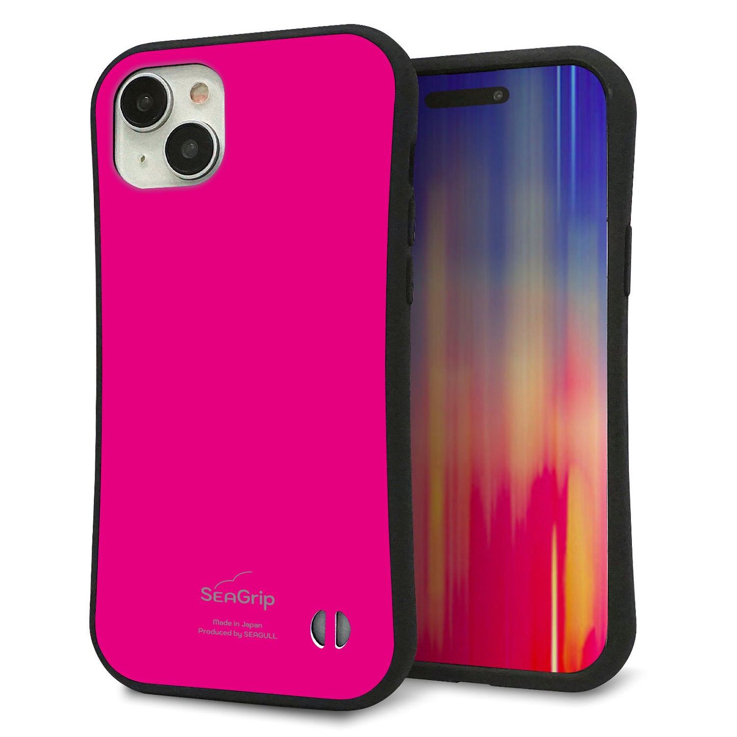 iPhone 15 Plus スマホケース 「SEA Grip」 グリップケース Sライン 【KM910 ポップカラー(ピンク)】 UV印刷