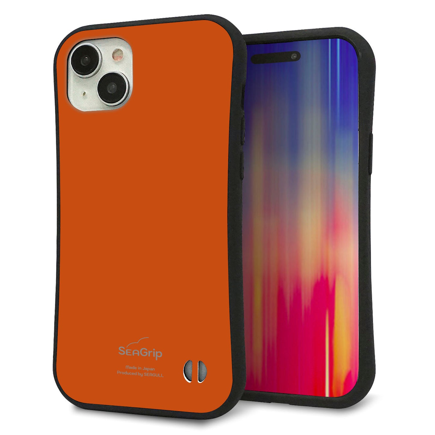 iPhone 15 Plus スマホケース 「SEA Grip」 グリップケース Sライン 【KM917 レトロカラー(ダークオレンジ)】 UV印刷