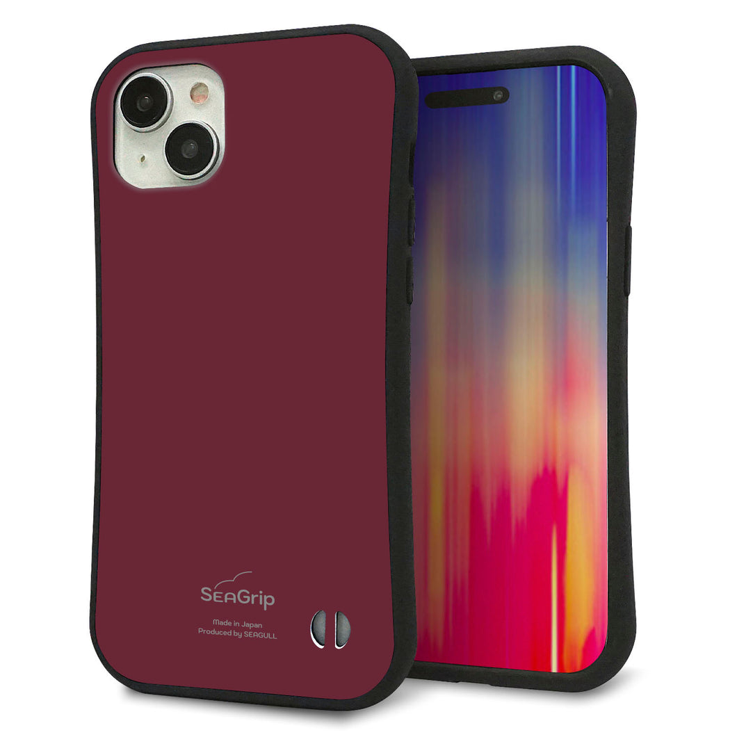 iPhone 15 Plus スマホケース 「SEA Grip」 グリップケース Sライン 【KM919 レトロカラー(バーガンディー)】 UV印刷