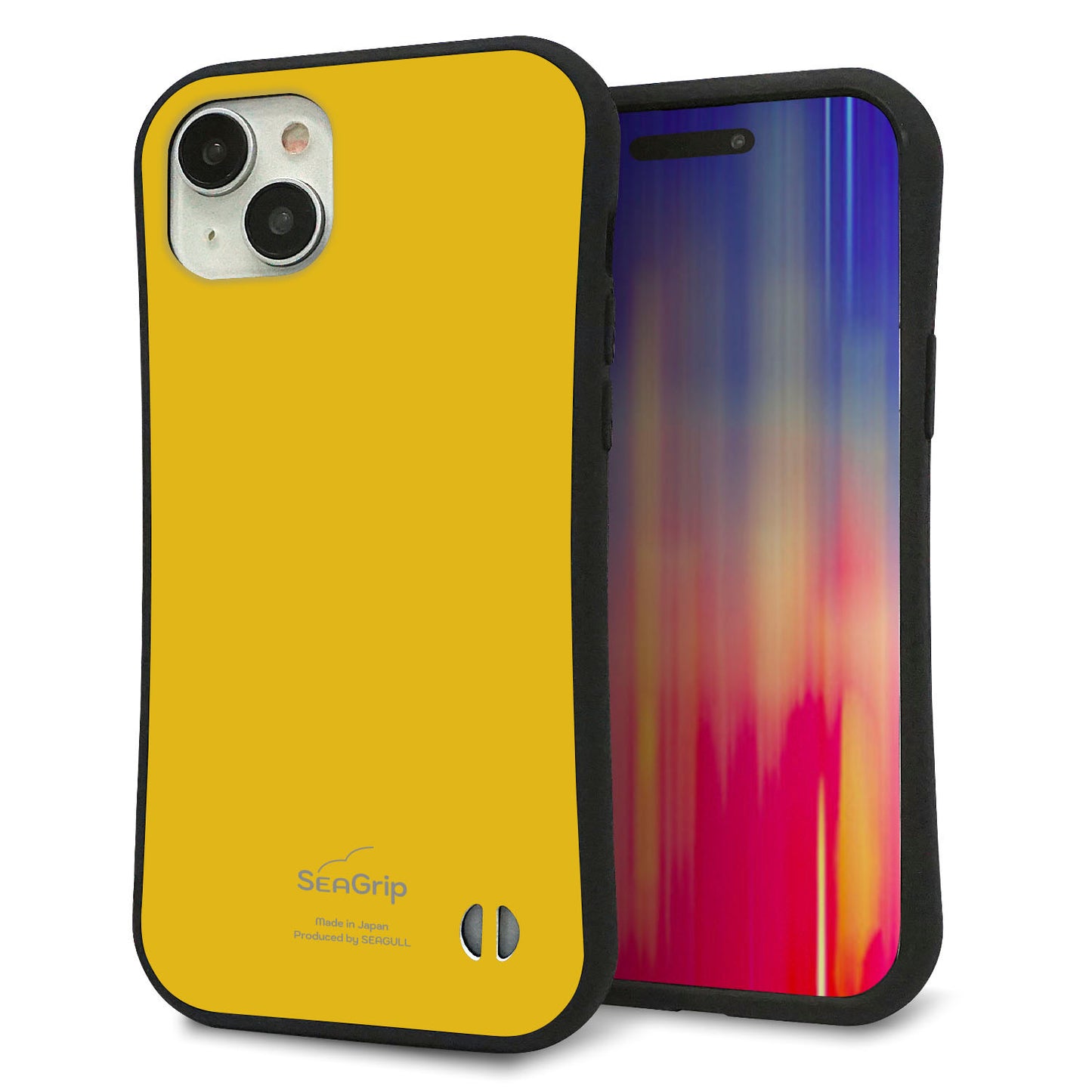 iPhone 15 Plus スマホケース 「SEA Grip」 グリップケース Sライン 【KM920 レトロカラー(マスタード)】 UV印刷