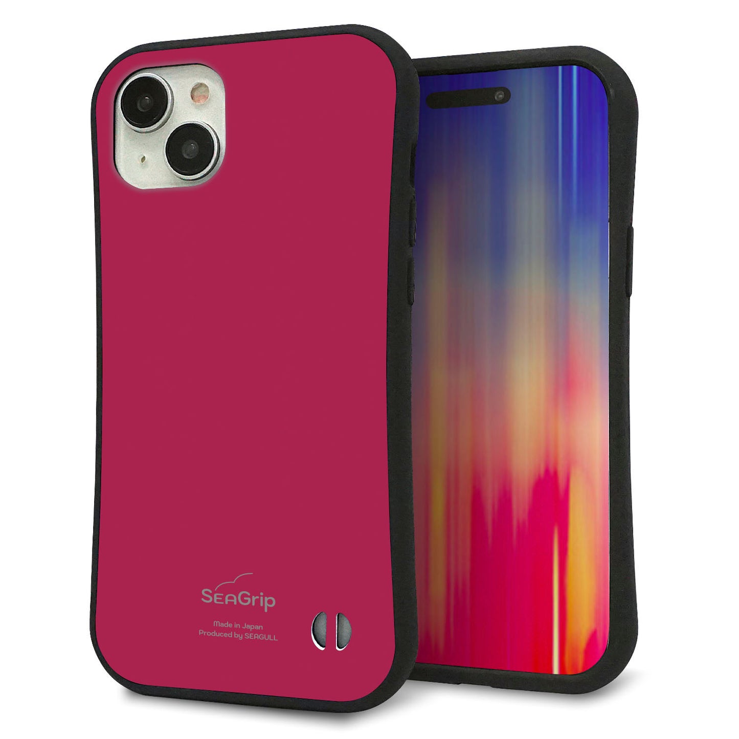 iPhone 15 Plus スマホケース 「SEA Grip」 グリップケース Sライン 【KM921 レトロカラー(ダークピンク)】 UV印刷