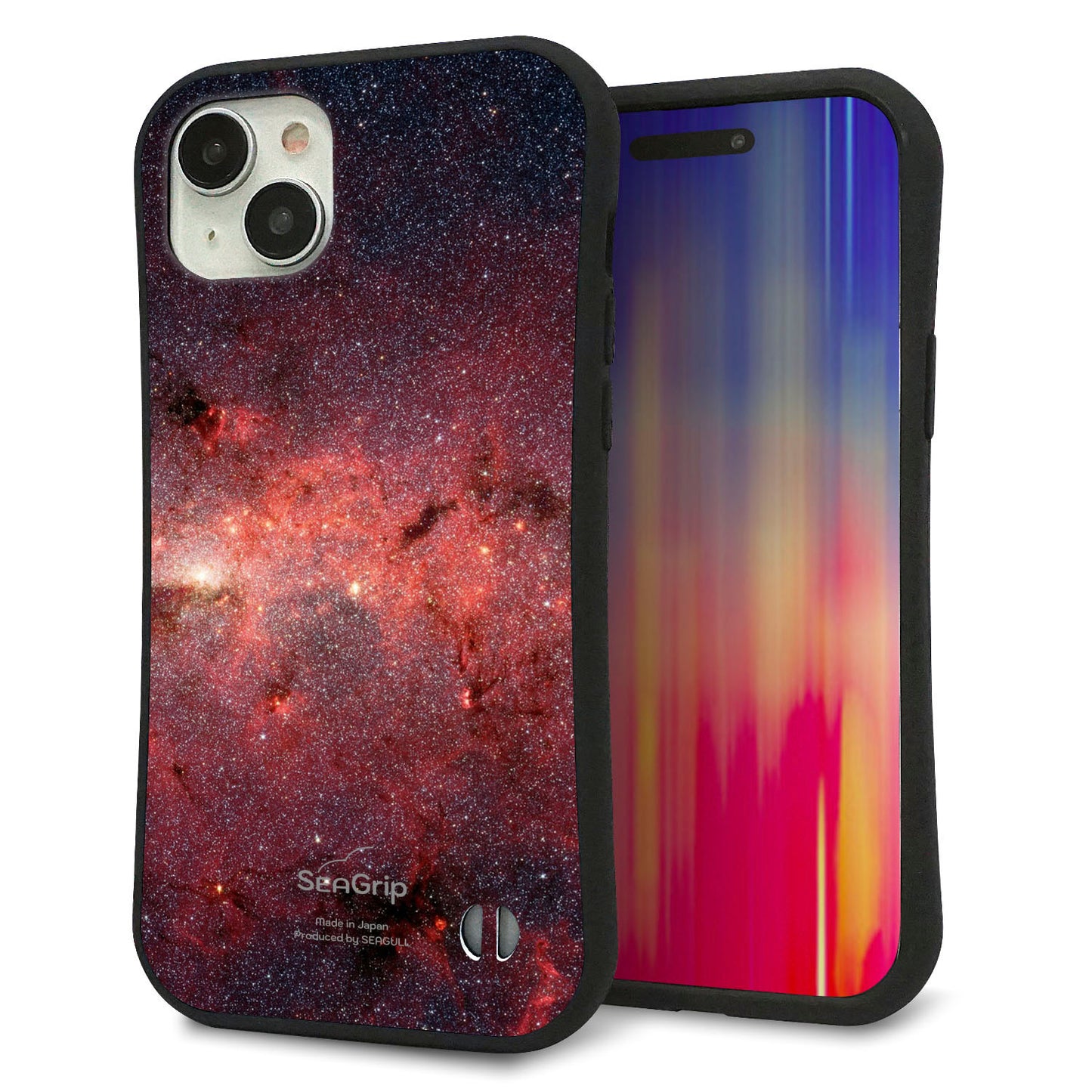 iPhone 15 Plus スマホケース 「SEA Grip」 グリップケース Sライン 【KM923 Galaxias Red】 UV印刷