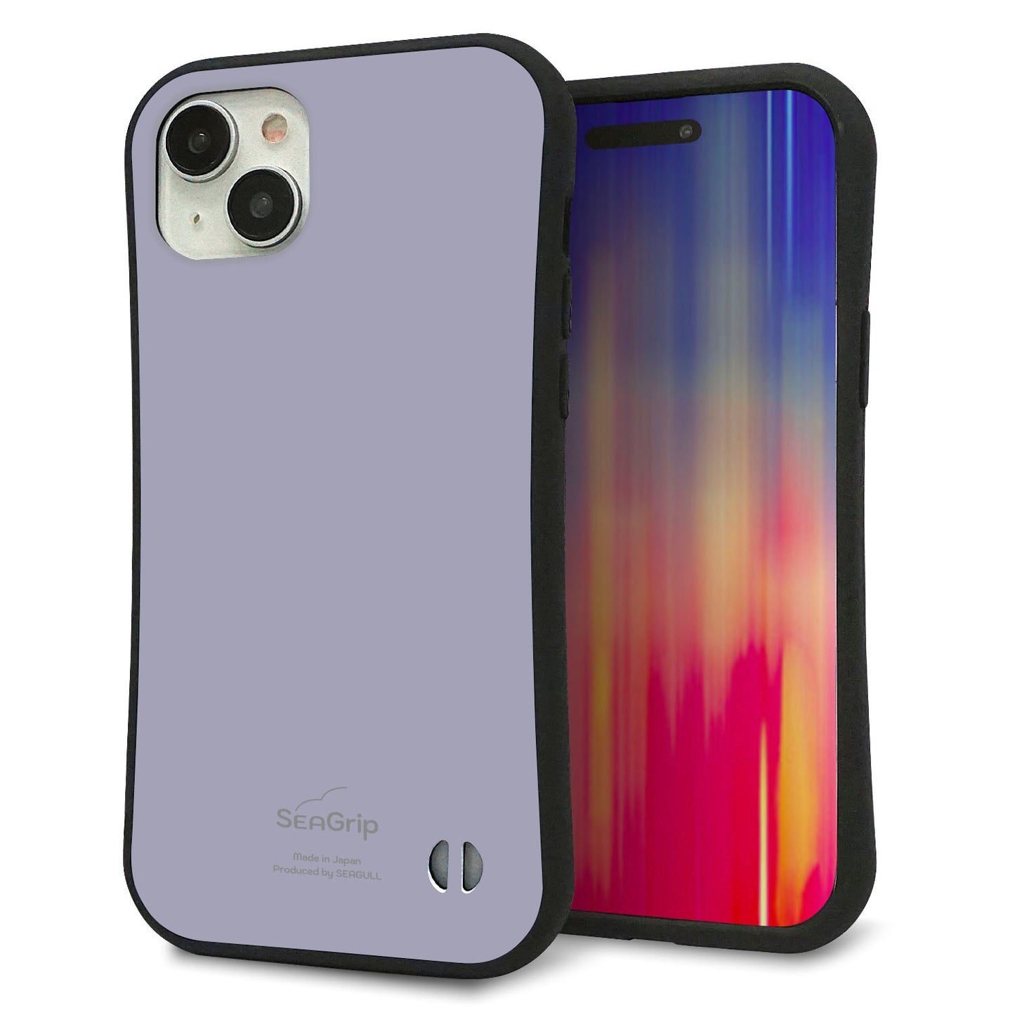 iPhone 15 Plus スマホケース 「SEA Grip」 グリップケース Sライン 【KM930 くすみカラー グレー】 UV印刷