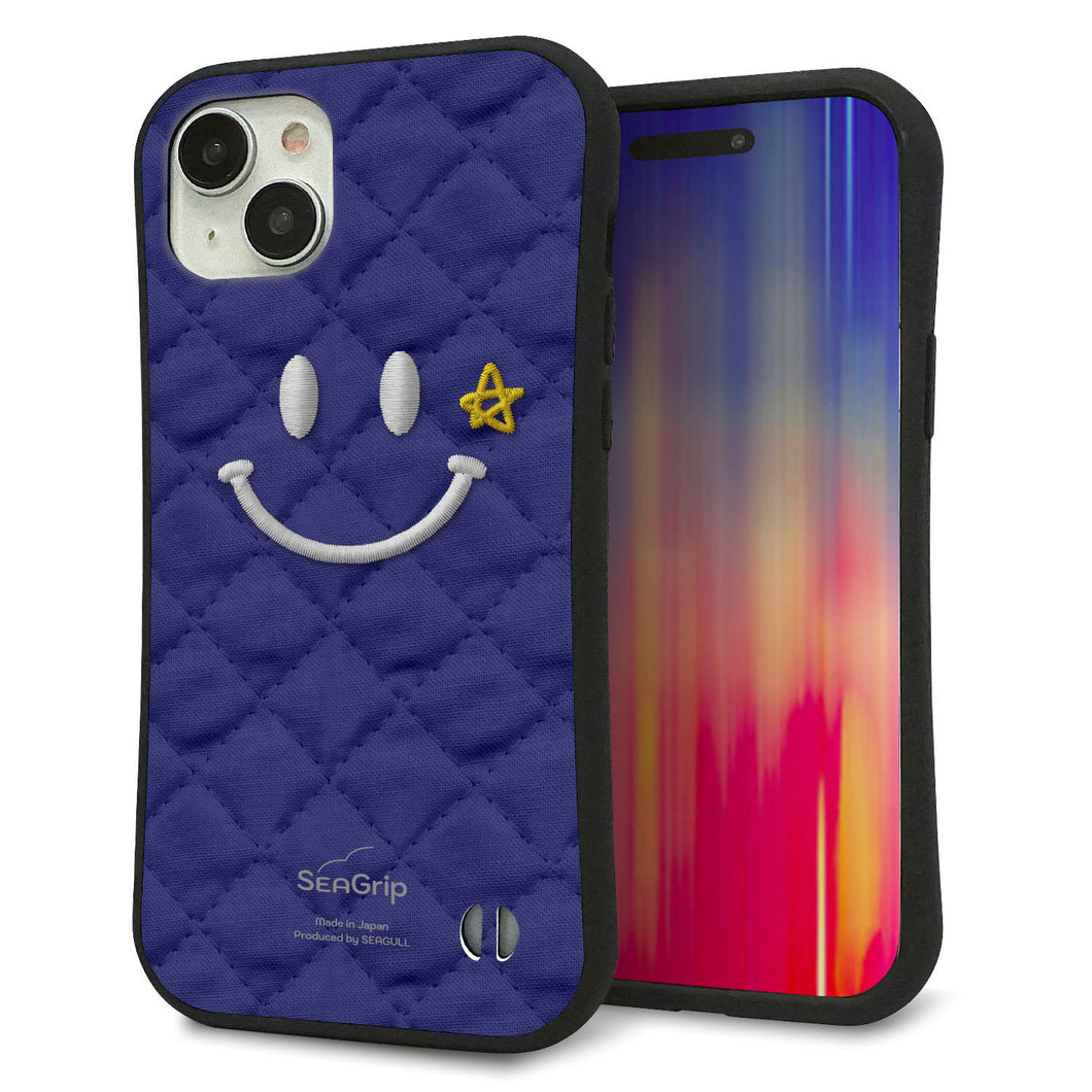 iPhone 15 Plus スマホケース 「SEA Grip」 グリップケース Sライン 【KM935 スマイル スター ブルー 】 UV印刷