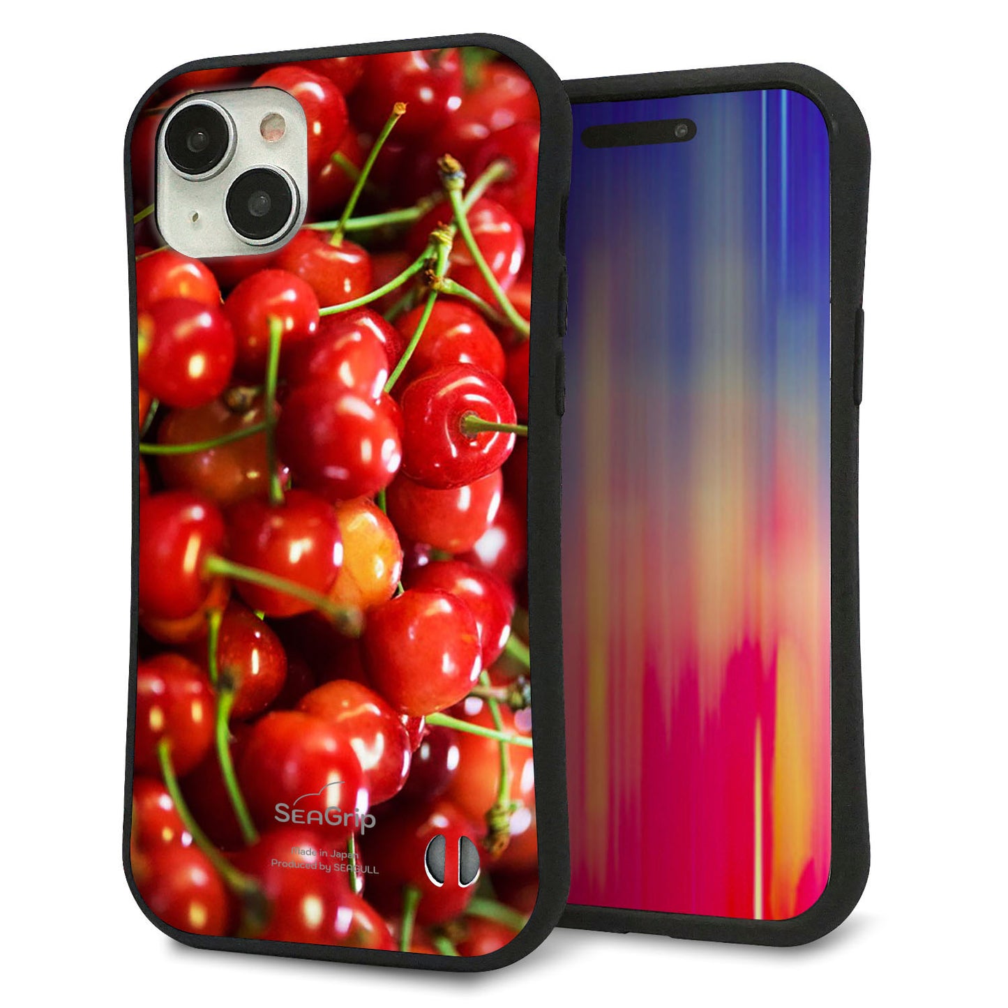 iPhone 15 Plus スマホケース 「SEA Grip」 グリップケース Sライン 【MA883 チェリー】 UV印刷
