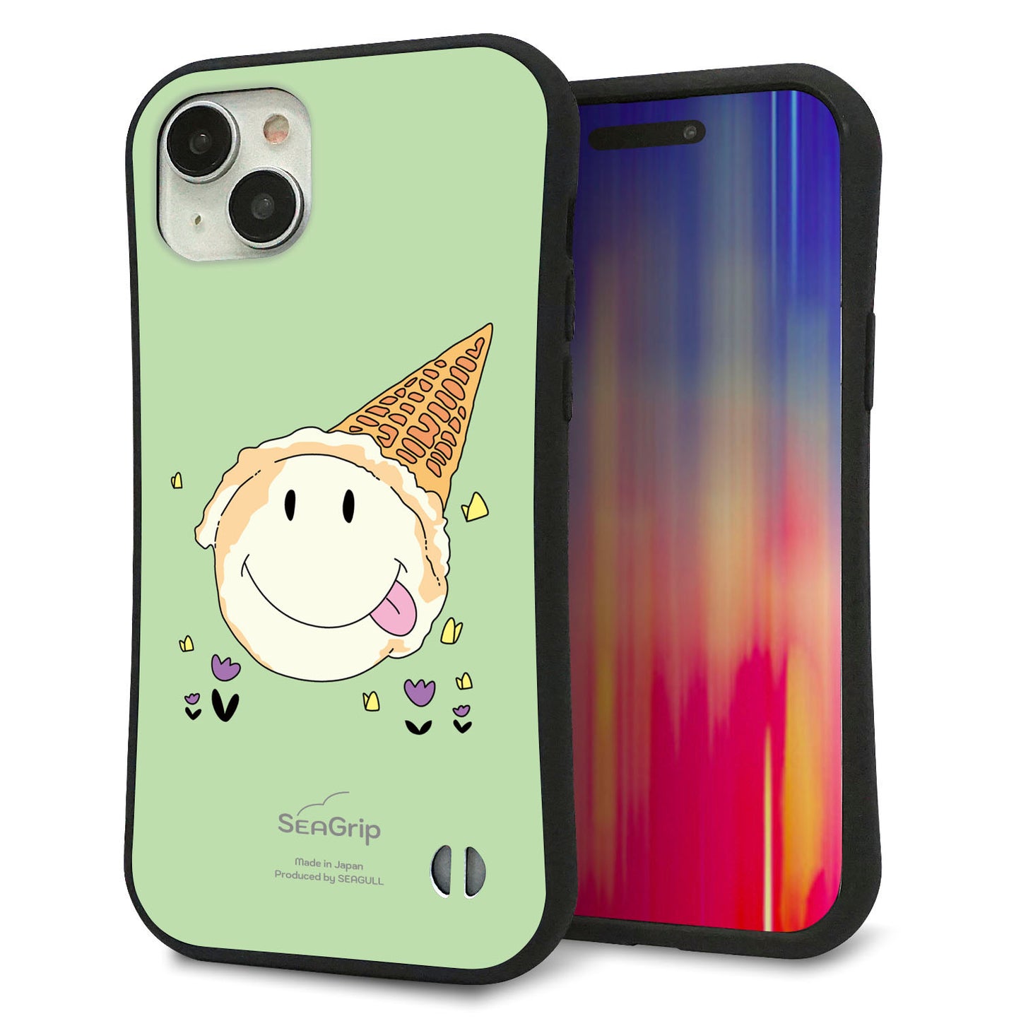 iPhone 15 Plus スマホケース 「SEA Grip」 グリップケース Sライン 【MA902 アイスクリーム】 UV印刷