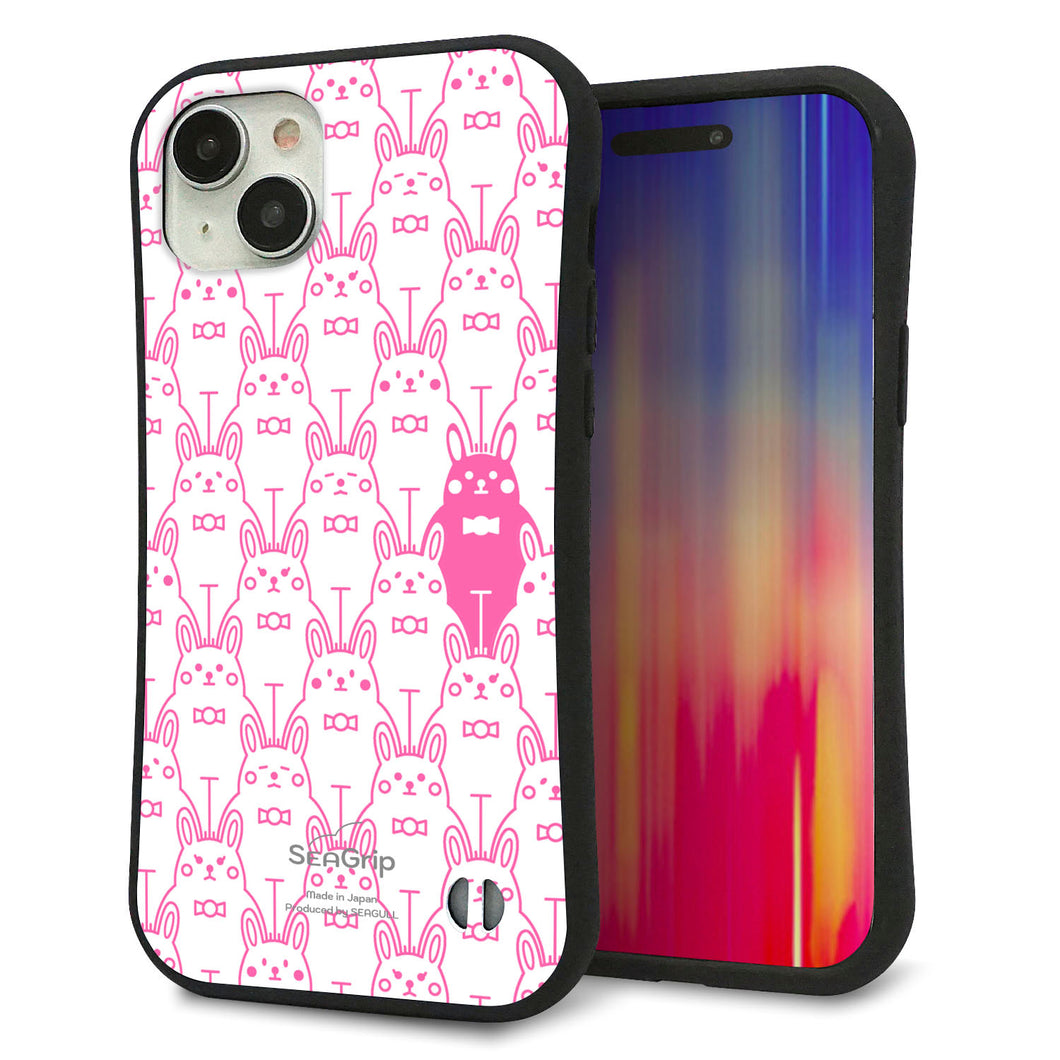 iPhone 15 Plus スマホケース 「SEA Grip」 グリップケース Sライン 【MA914 パターン ウサギ】 UV印刷