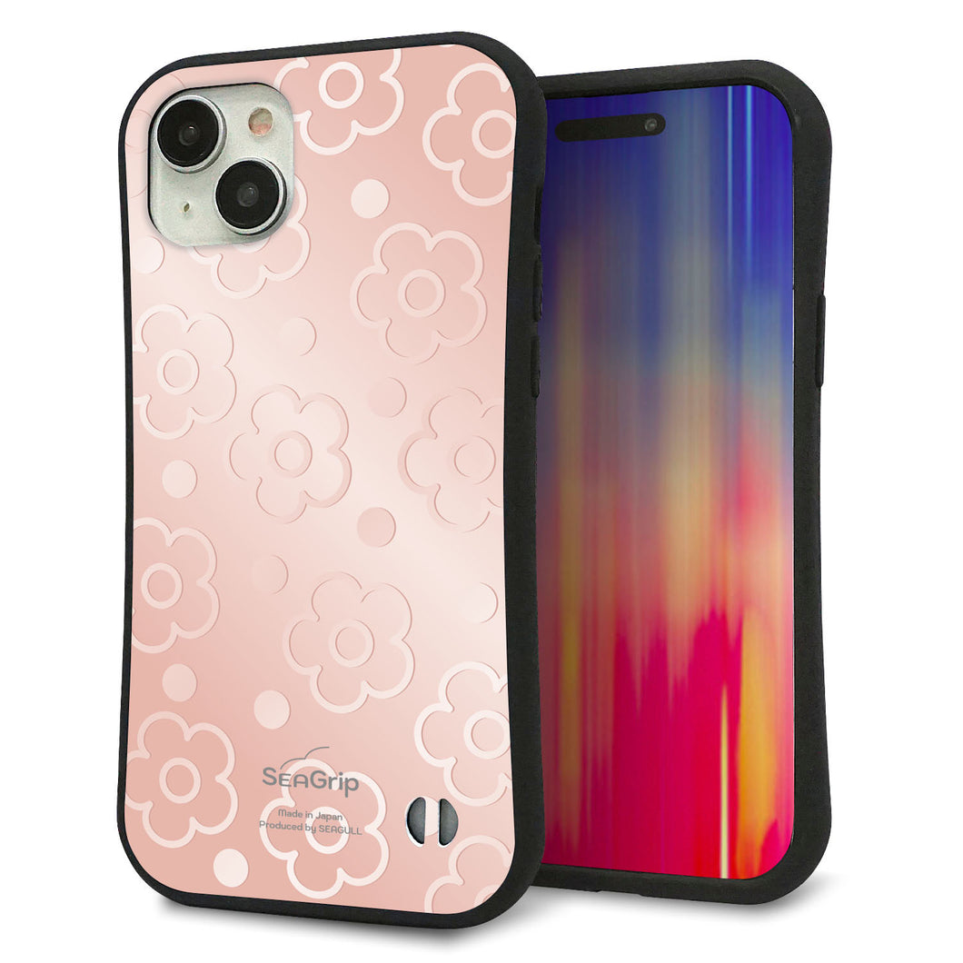 iPhone 15 Plus スマホケース 「SEA Grip」 グリップケース Sライン 【SC843 エンボス風デイジーシンプル（ローズピンク）】 UV印刷