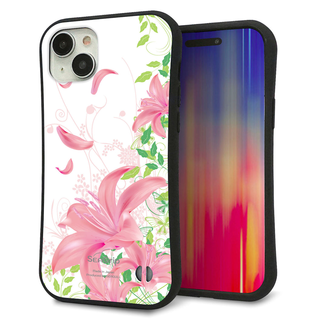 iPhone 15 Plus スマホケース 「SEA Grip」 グリップケース Sライン 【SC849 ユリ（ピンク）】 UV印刷