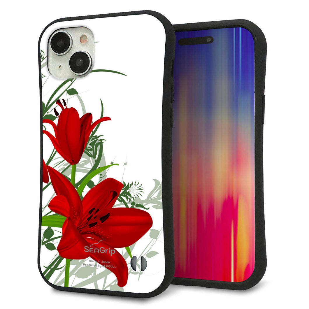 iPhone 15 Plus スマホケース 「SEA Grip」 グリップケース Sライン 【SC850 ユリ（レッド）】 UV印刷