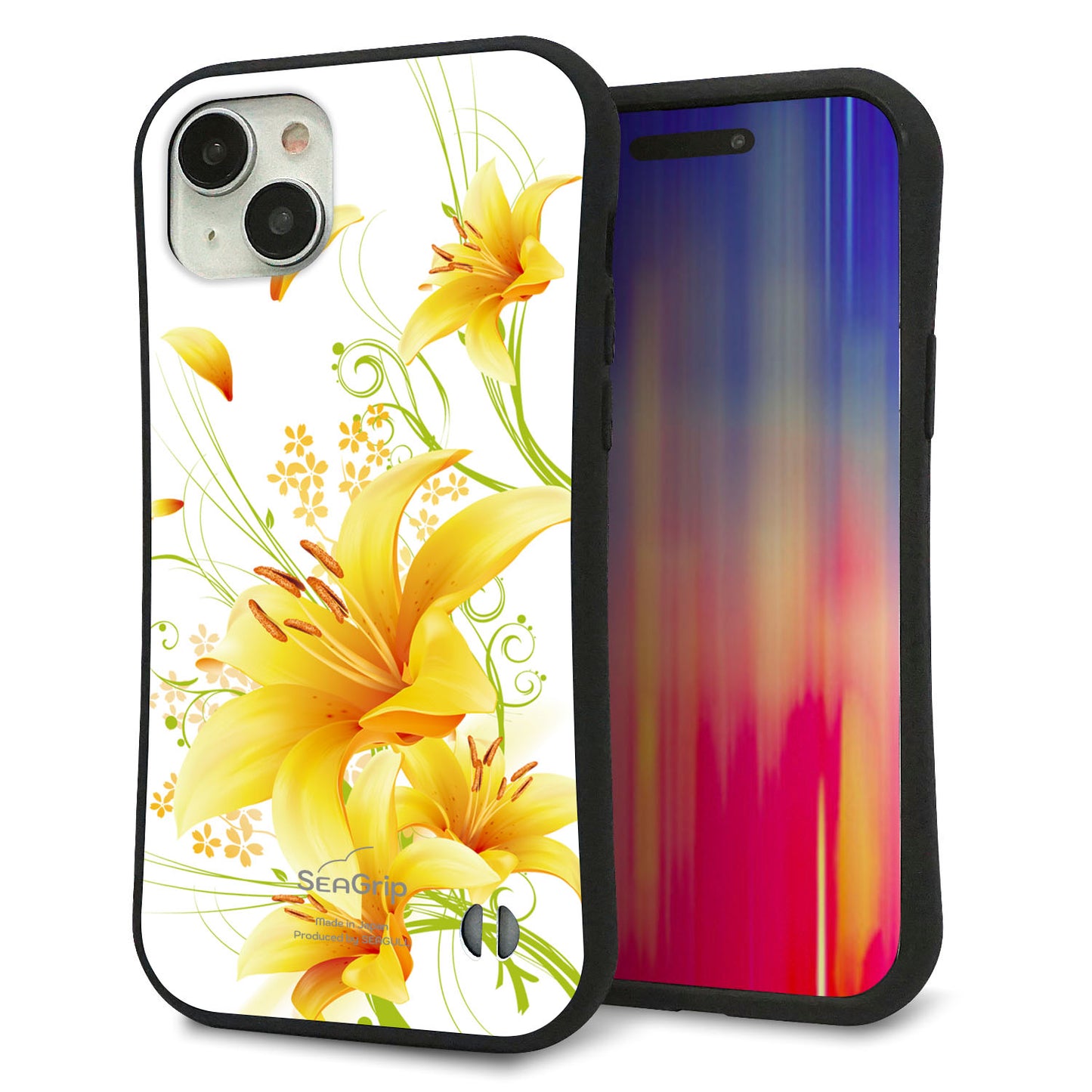 iPhone 15 Plus スマホケース 「SEA Grip」 グリップケース Sライン 【SC852 ユリ（イエロー）】 UV印刷