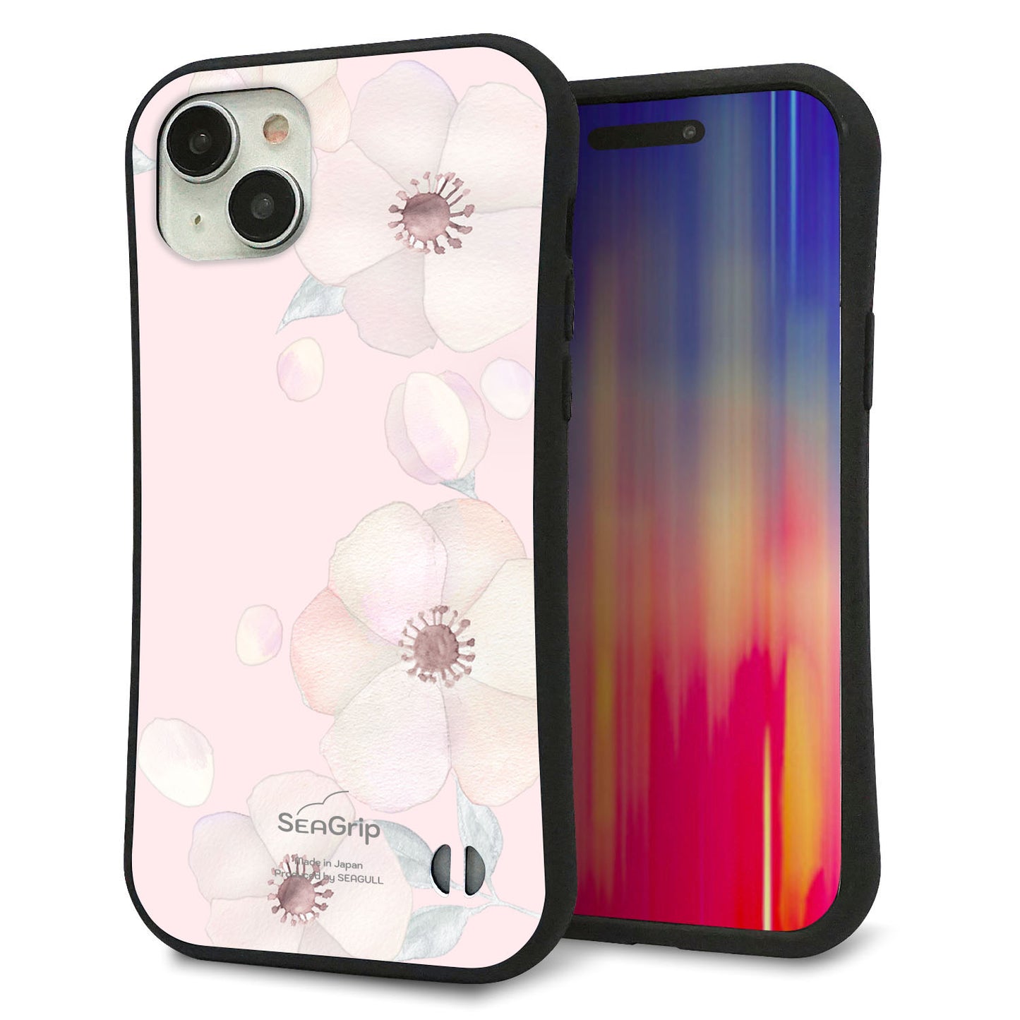iPhone 15 Plus スマホケース 「SEA Grip」 グリップケース Sライン 【SC949 ドゥ・フルール（オフピンク）】 UV印刷