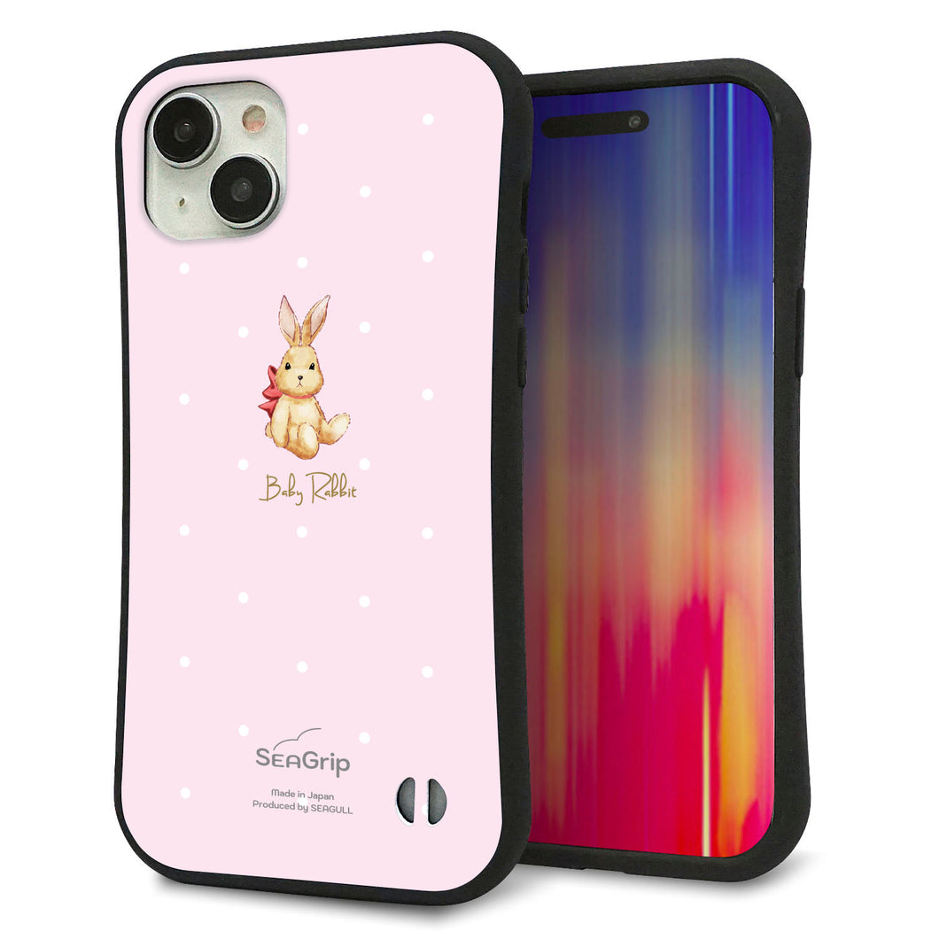 iPhone 15 Plus スマホケース 「SEA Grip」 グリップケース Sライン 【SC978 Baby Rabbit ピンク ガラプリ】 UV印刷