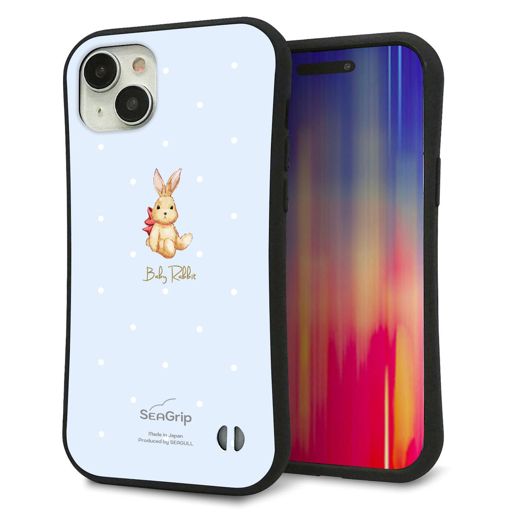 iPhone 15 Plus スマホケース 「SEA Grip」 グリップケース Sライン 【SC980 Baby Rabbit ブルー ガラプリ】 UV印刷