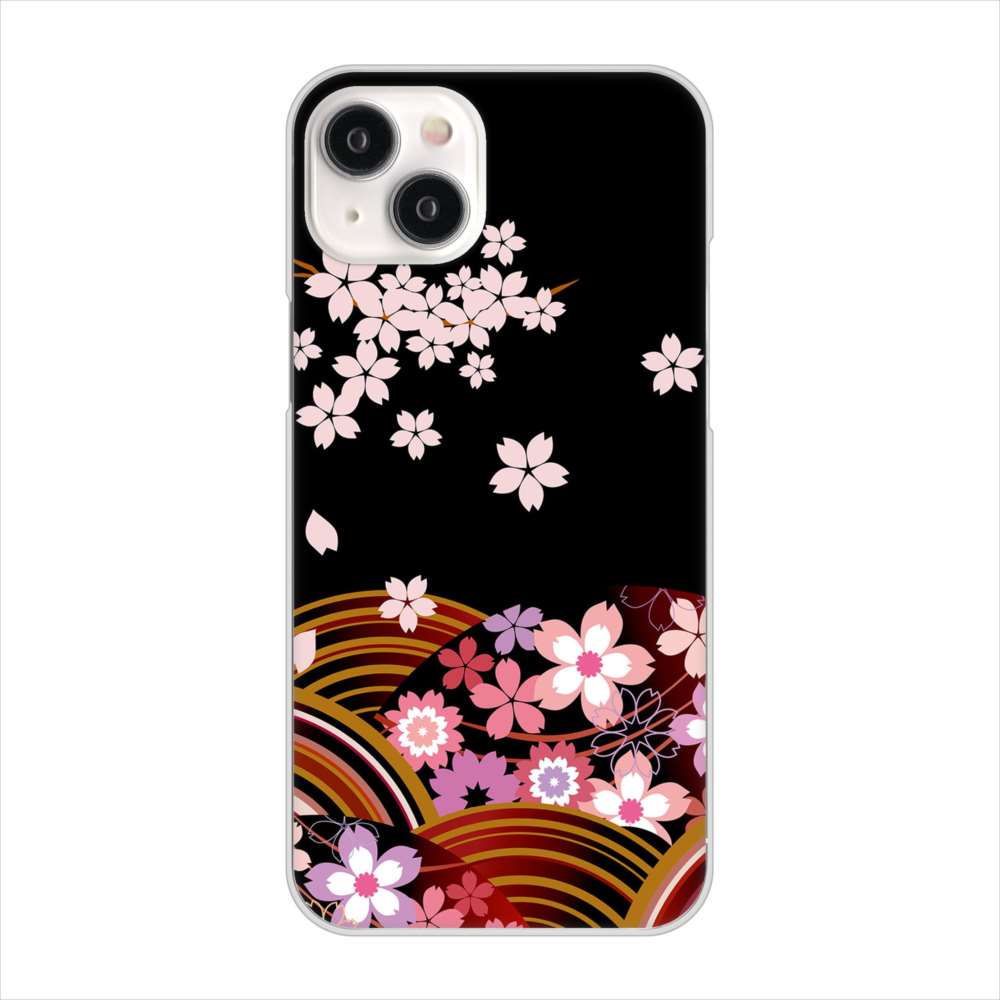 iPhone 15 Plus 1237 和柄＆筆文字・夜桜の宴 ハードケース 背面印刷