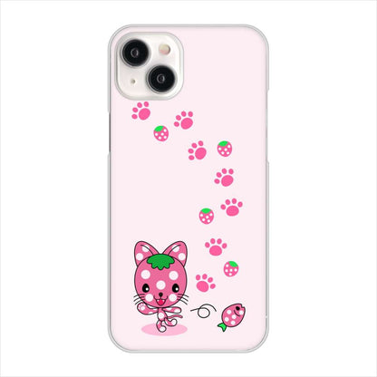 iPhone 15 Plus むかいあぐる イチゴ猫のにゃんベリー ハードケース 背面印刷
