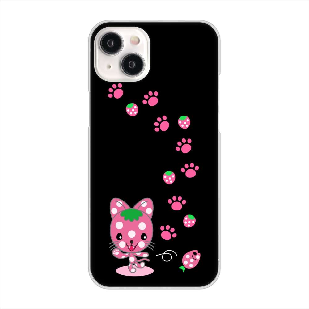 iPhone 15 Plus むかいあぐる イチゴ猫のにゃんベリー ハードケース 背面印刷