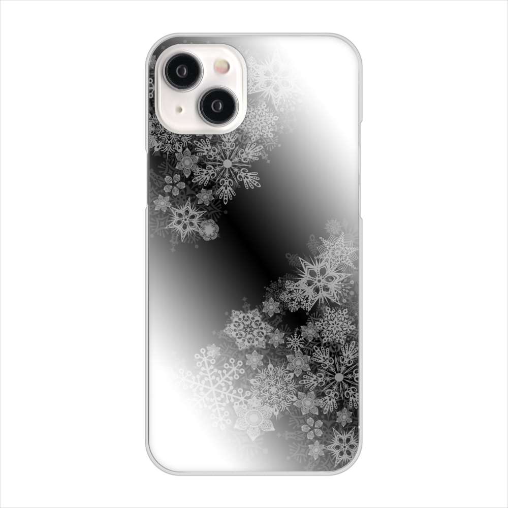 iPhone 15 Plus YJ340 モノトーン 雪の結晶 ハードケース 背面印刷