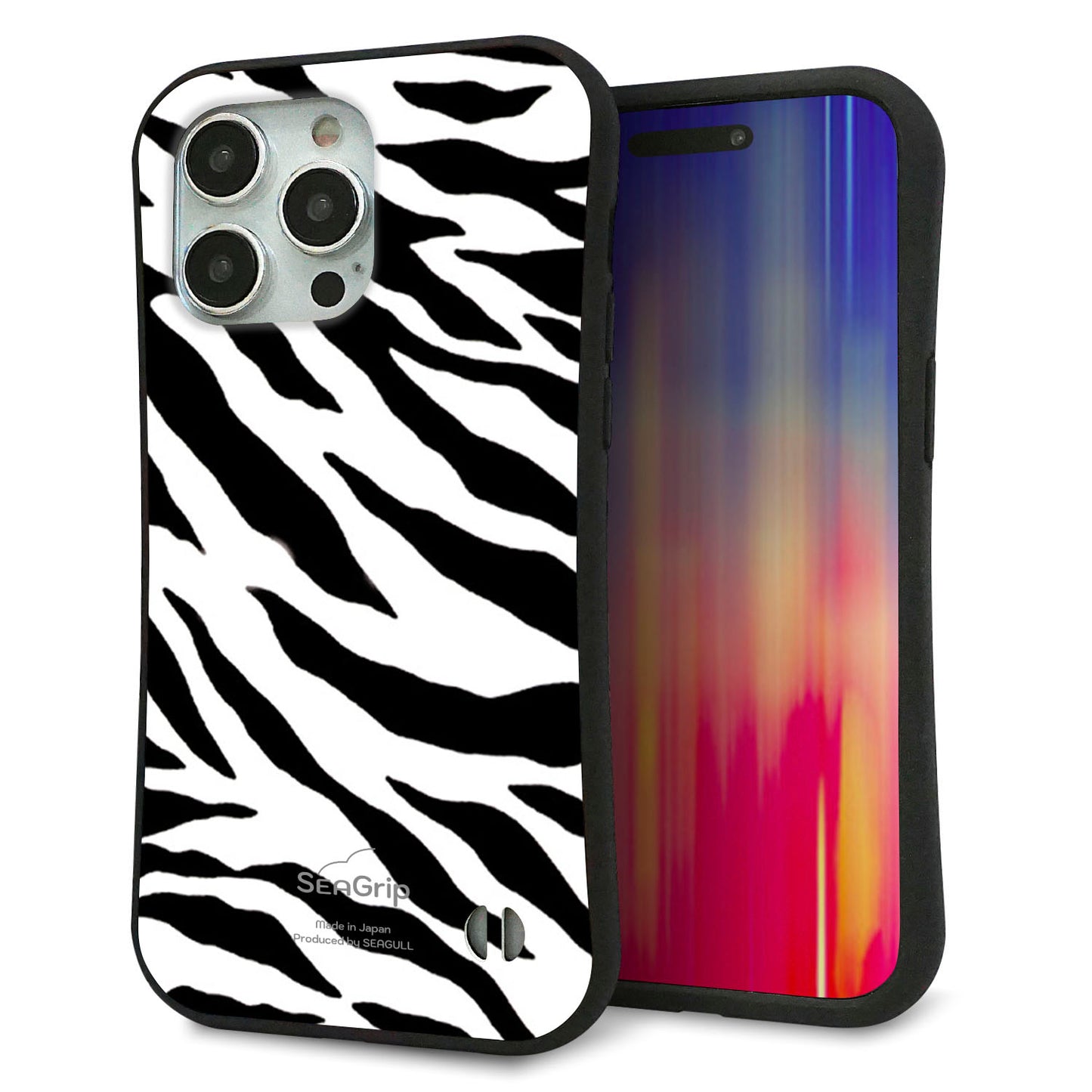 iPhone 15 Pro Max スマホケース 「SEA Grip」 グリップケース Sライン 【054 ゼブラ】 UV印刷