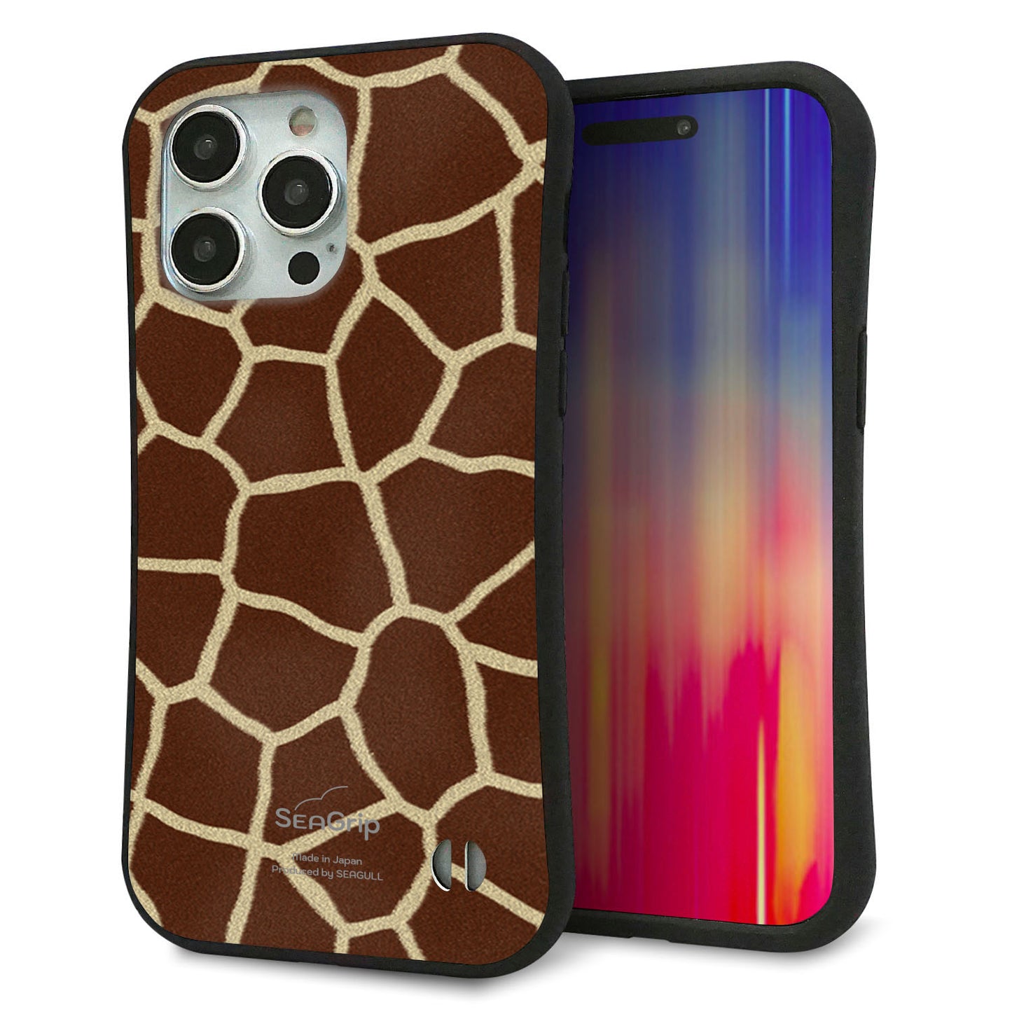 iPhone 15 Pro Max スマホケース 「SEA Grip」 グリップケース Sライン 【209 キリンの背中】 UV印刷