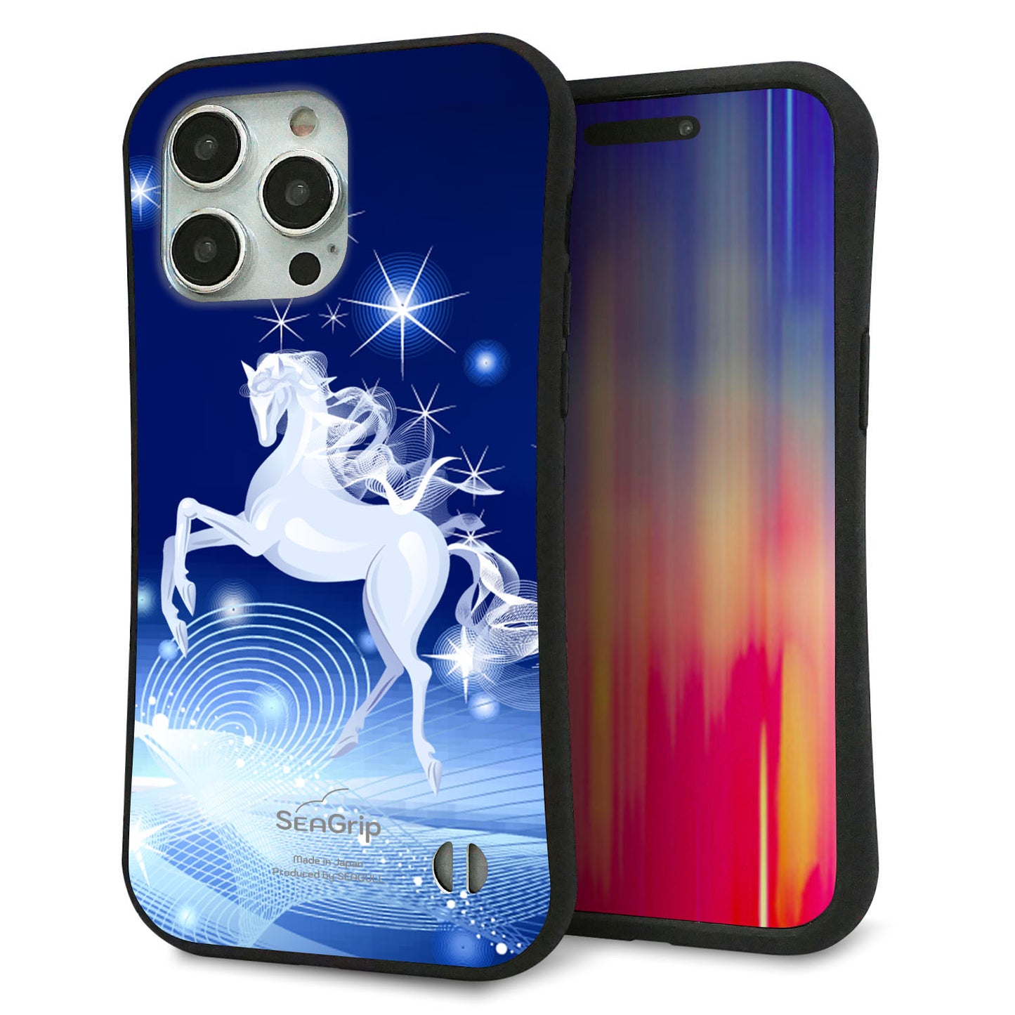 iPhone 15 Pro Max スマホケース 「SEA Grip」 グリップケース Sライン 【436 ペガサス】 UV印刷