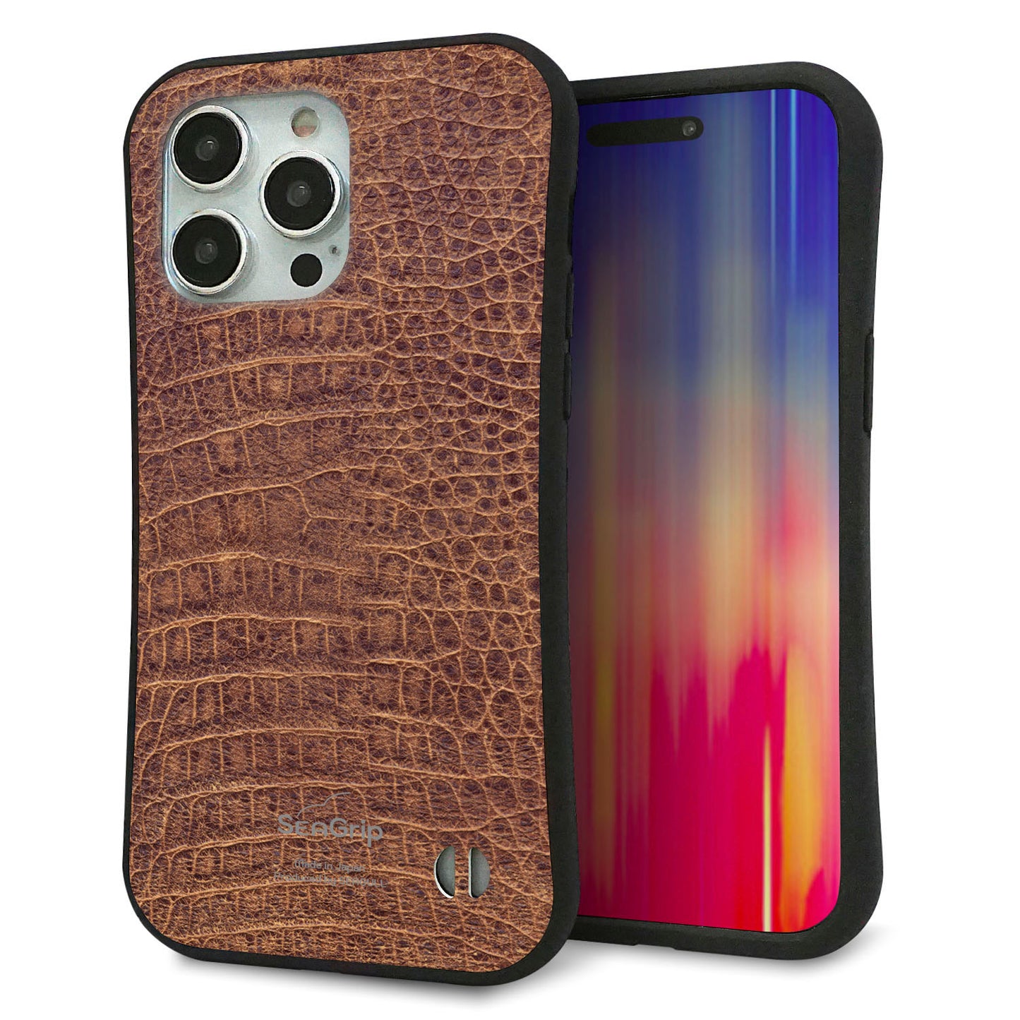 iPhone 15 Pro Max スマホケース 「SEA Grip」 グリップケース Sライン 【463 クロコダイル】 UV印刷