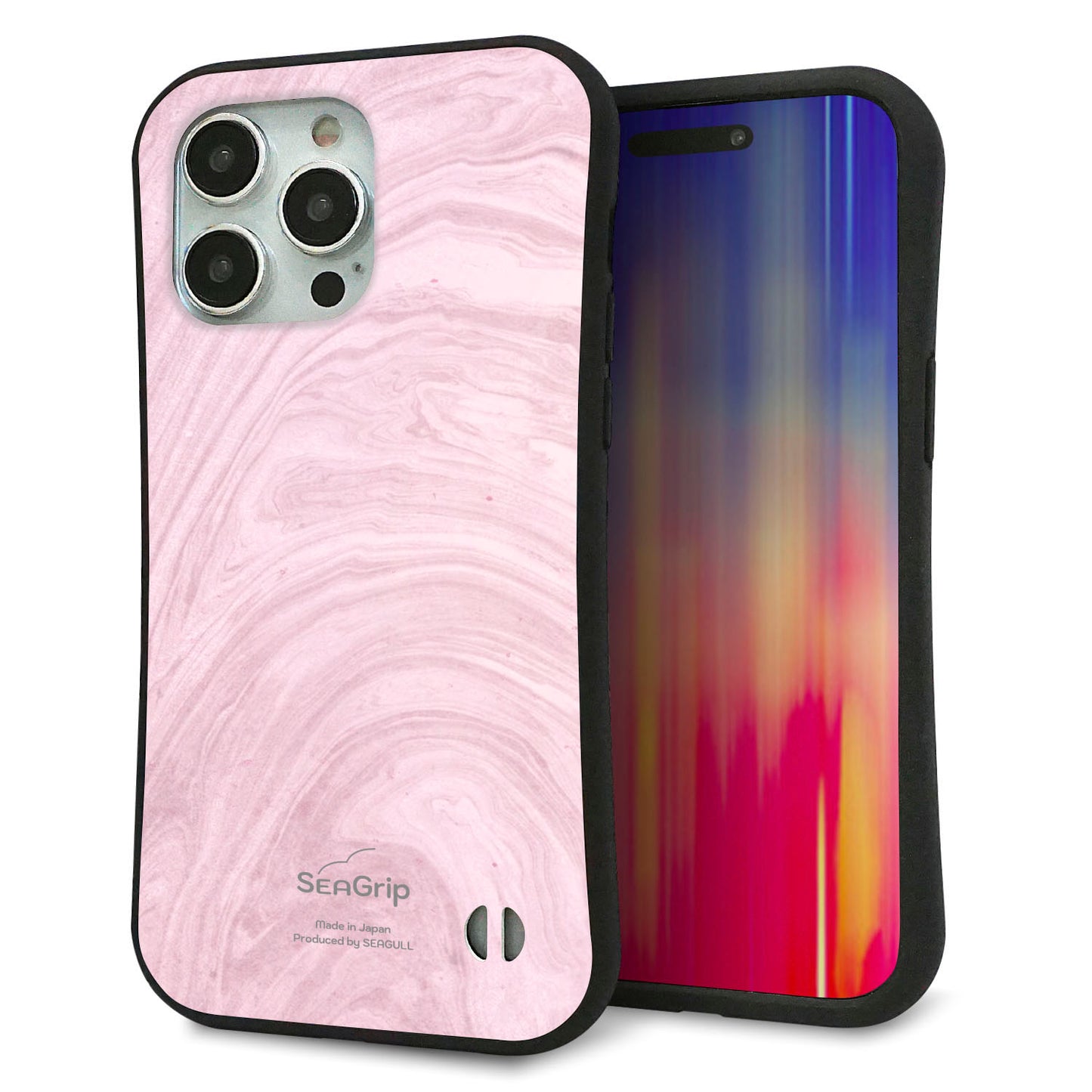 iPhone 15 Pro Max スマホケース 「SEA Grip」 グリップケース Sライン 【KM873 大理石ラベンダー】 UV印刷