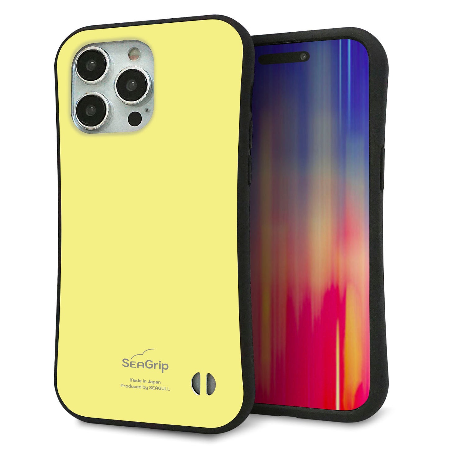 iPhone 15 Pro Max スマホケース 「SEA Grip」 グリップケース Sライン 【KM897 パステルカラー(パステルイエロー)】 UV印刷